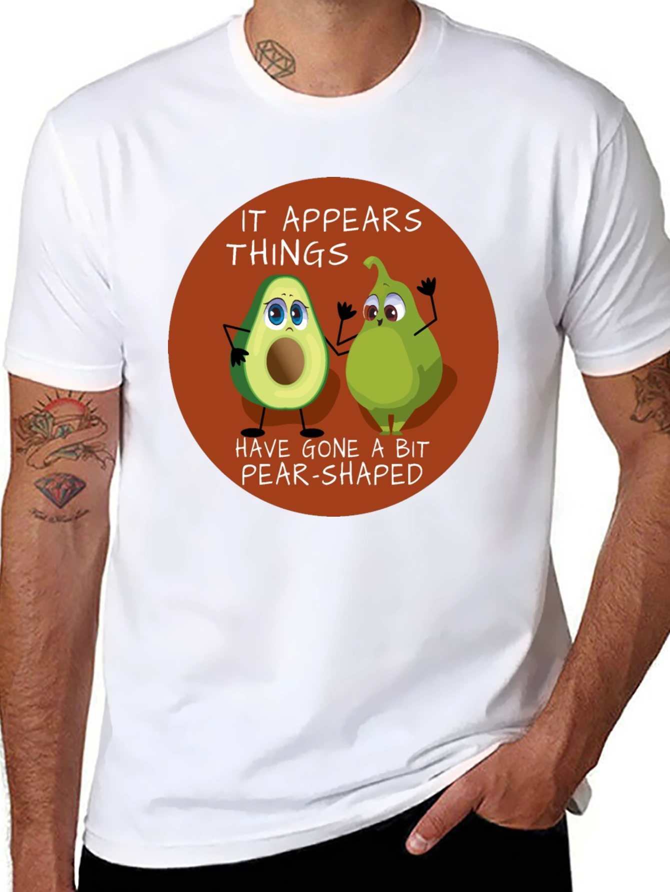 Funny Avocado & Pear Graphic T-Shirt