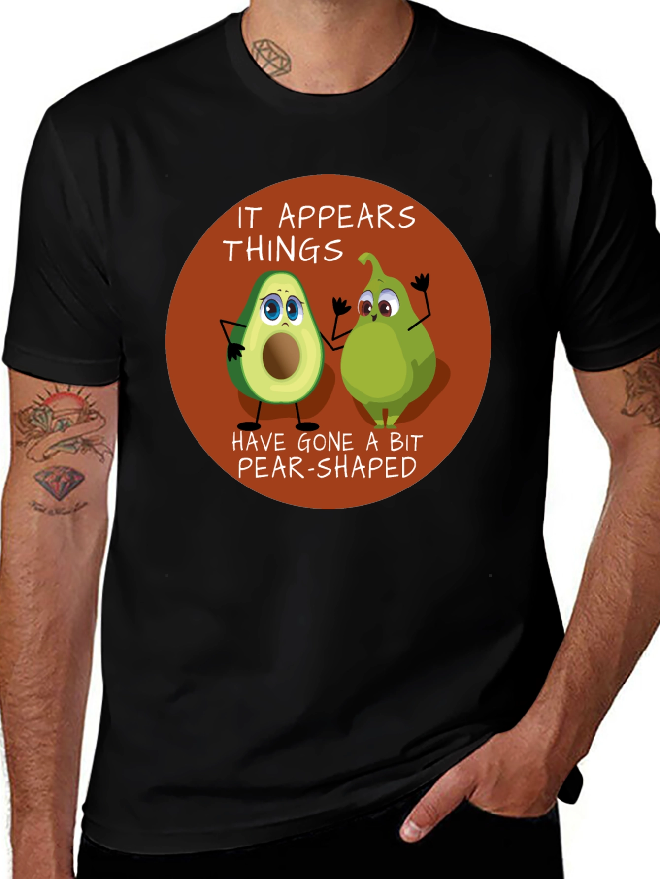 Funny Avocado & Pear Graphic T-Shirt