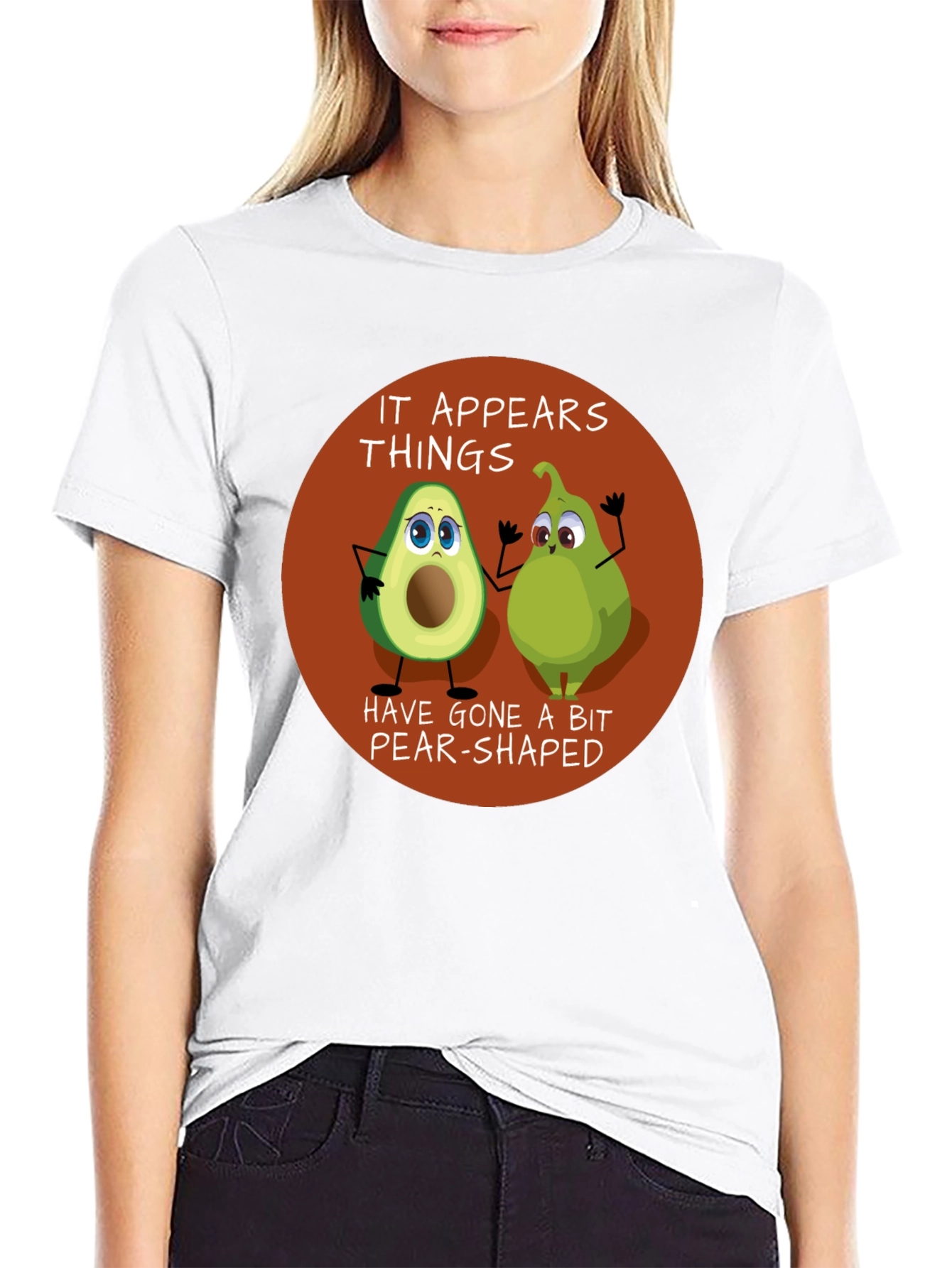 Funny Avocado & Pear Graphic T-Shirt