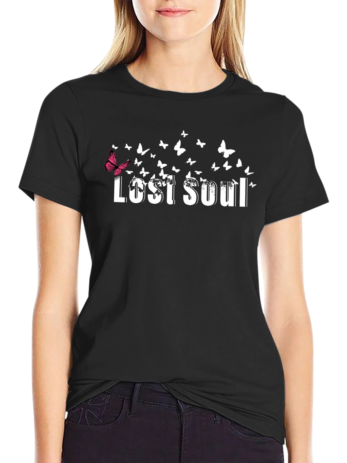 Lost Soul Butterfly Graphic Black T-Shirt