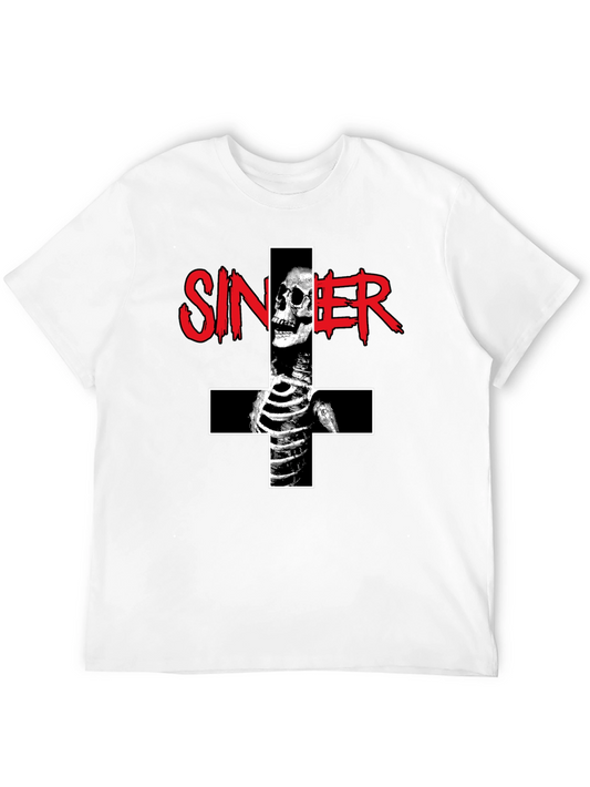 Sinner Skeleton Inverted Cross Graphic Tee
