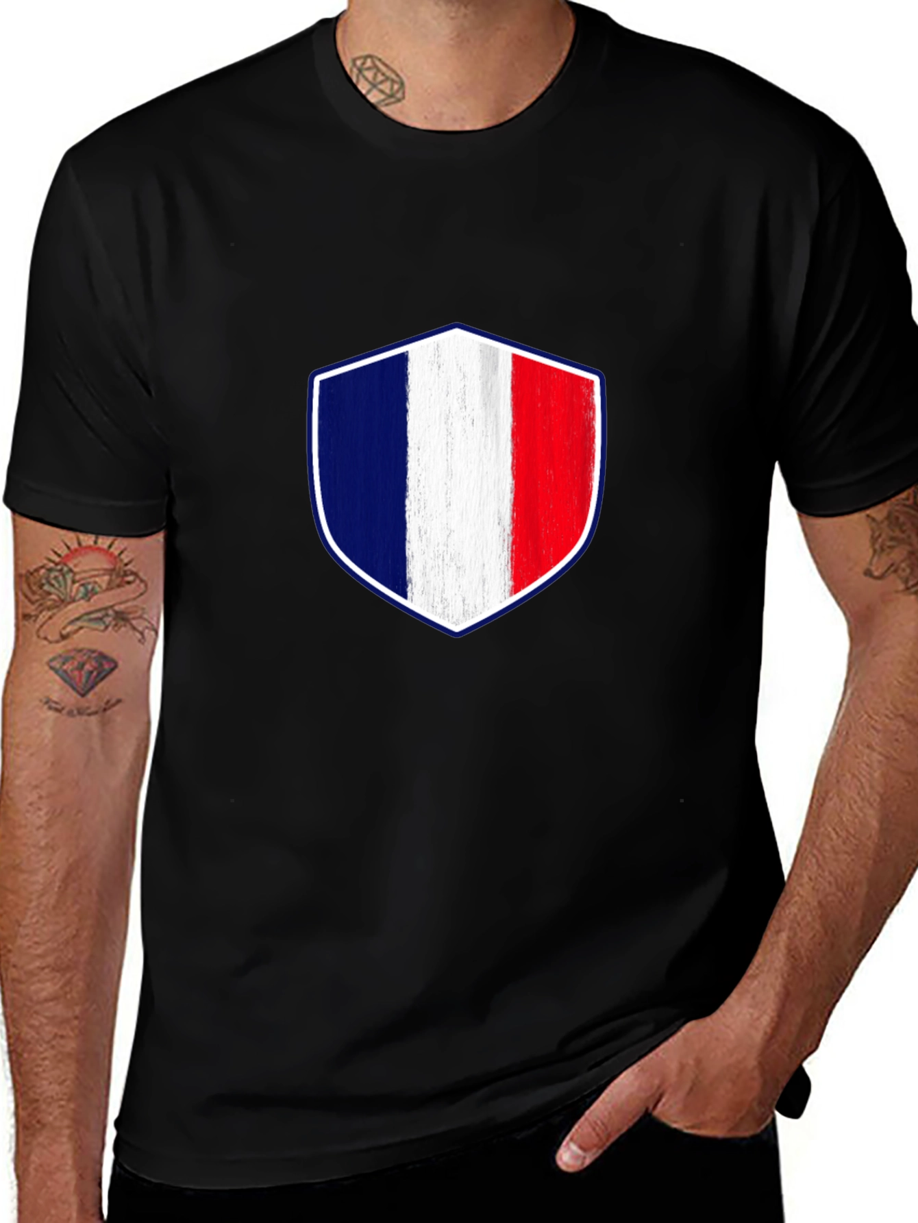 France Flag Shield Graphic T-Shirt