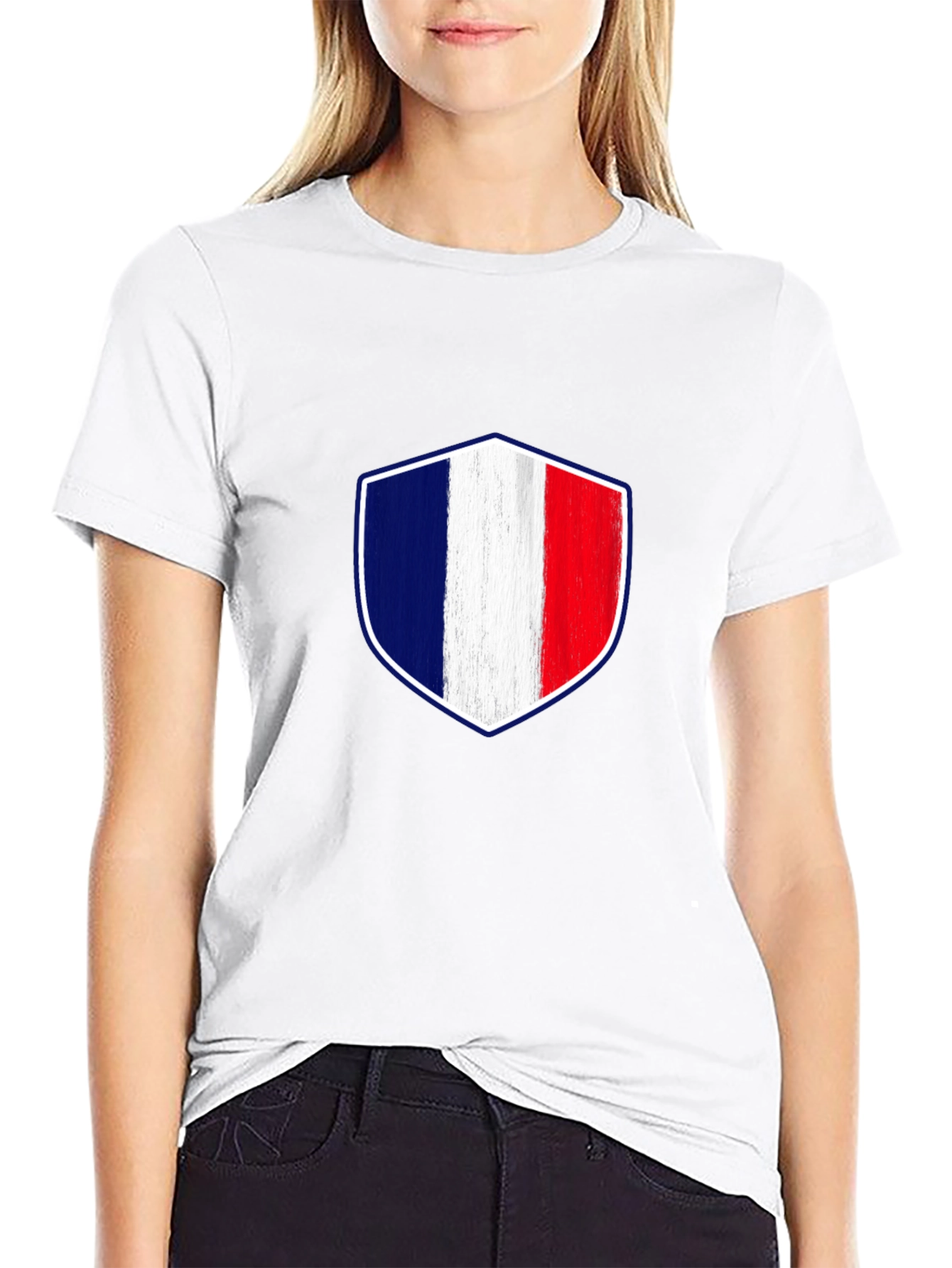 France Flag Shield Graphic T-Shirt