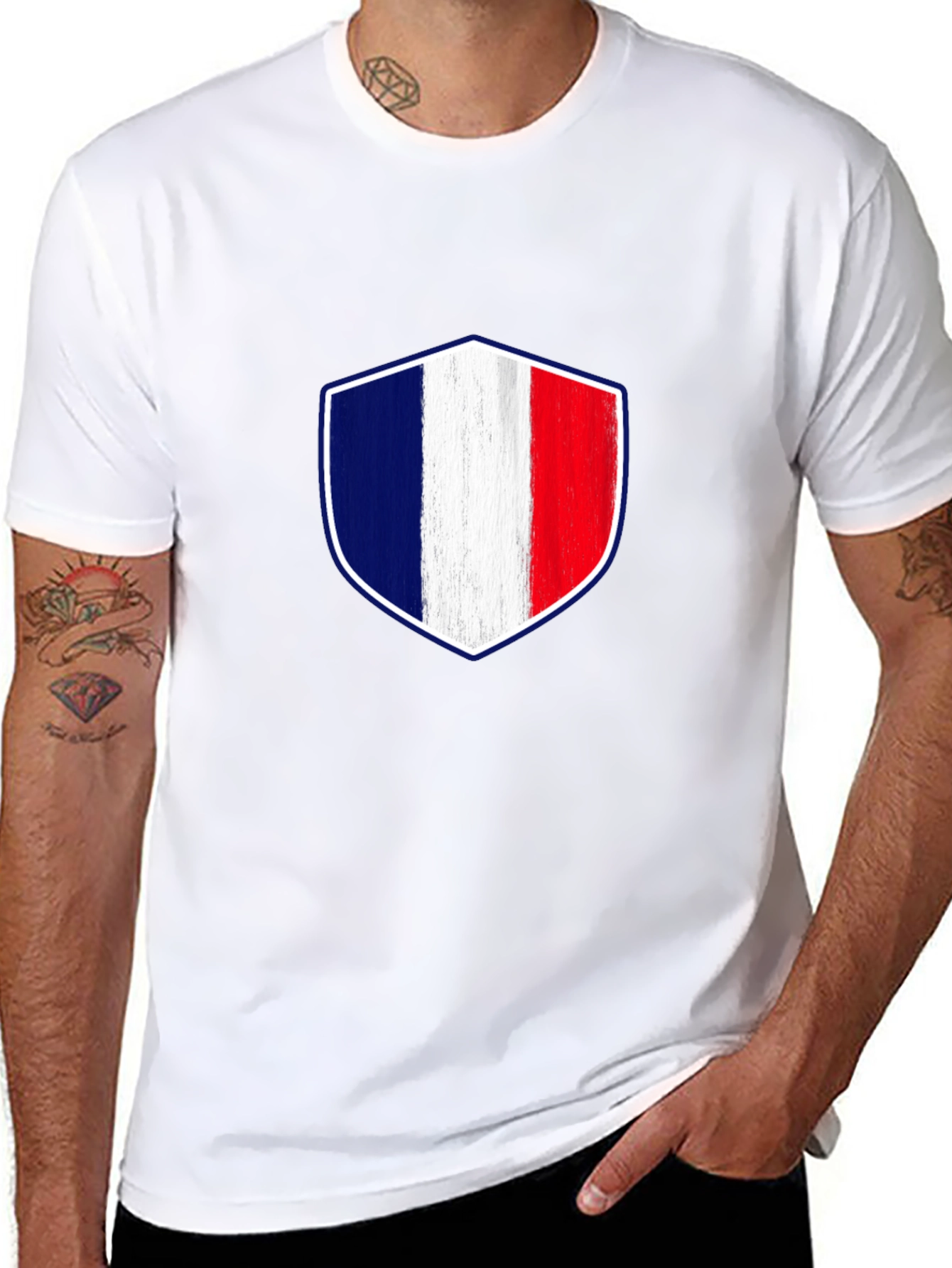 France Flag Shield Graphic T-Shirt