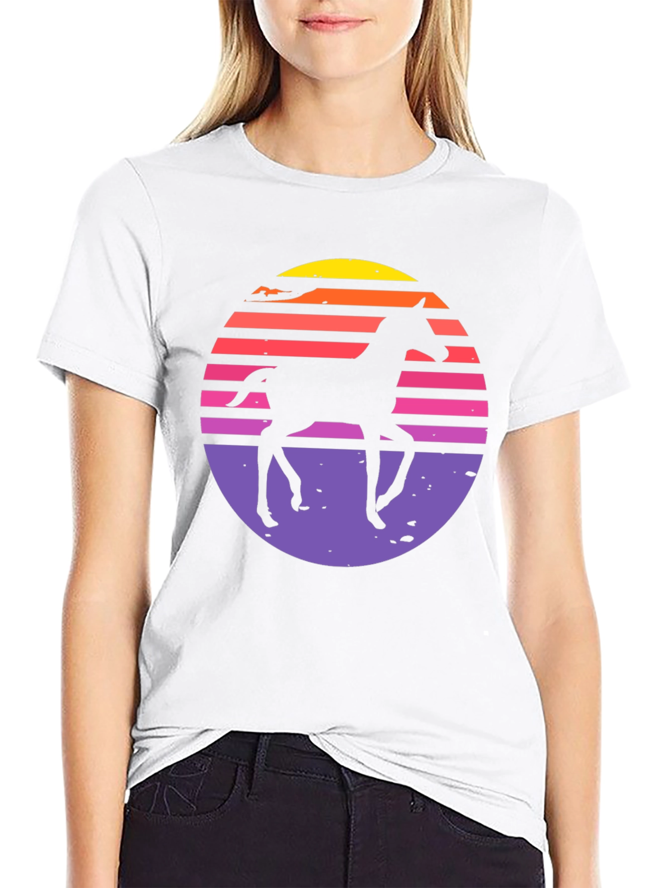 Retro Horse Sunset Graphic T-Shirt