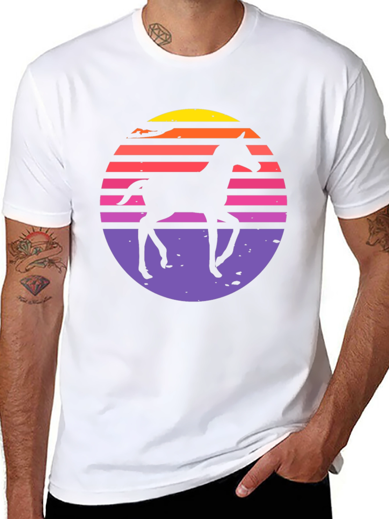 Retro Horse Sunset Graphic T-Shirt
