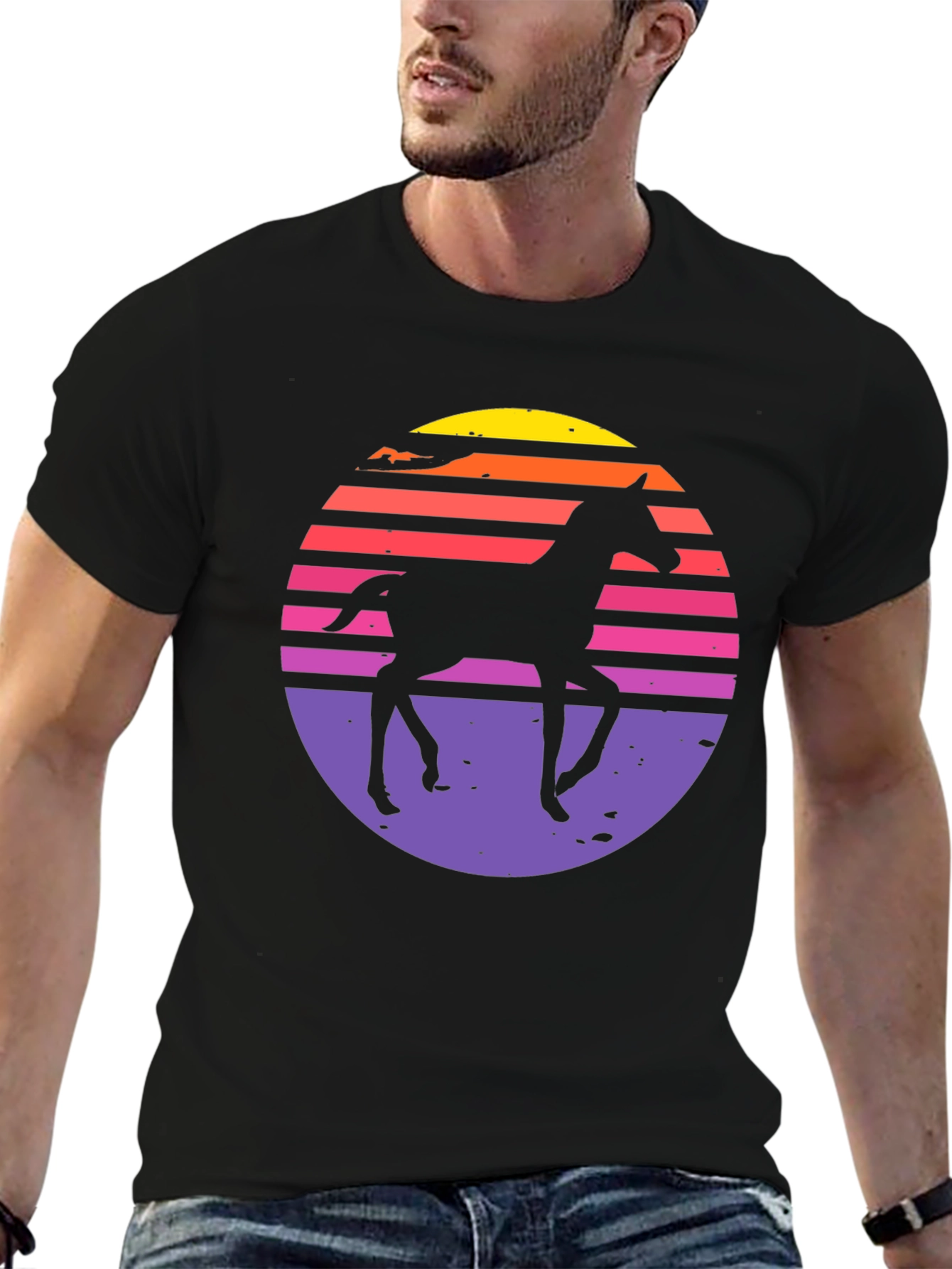 Retro Horse Sunset Graphic T-Shirt
