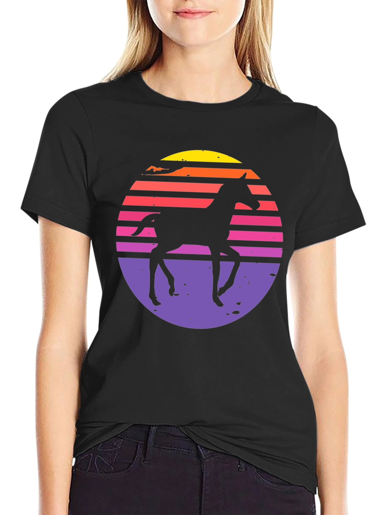 Retro Horse Sunset Graphic T-Shirt