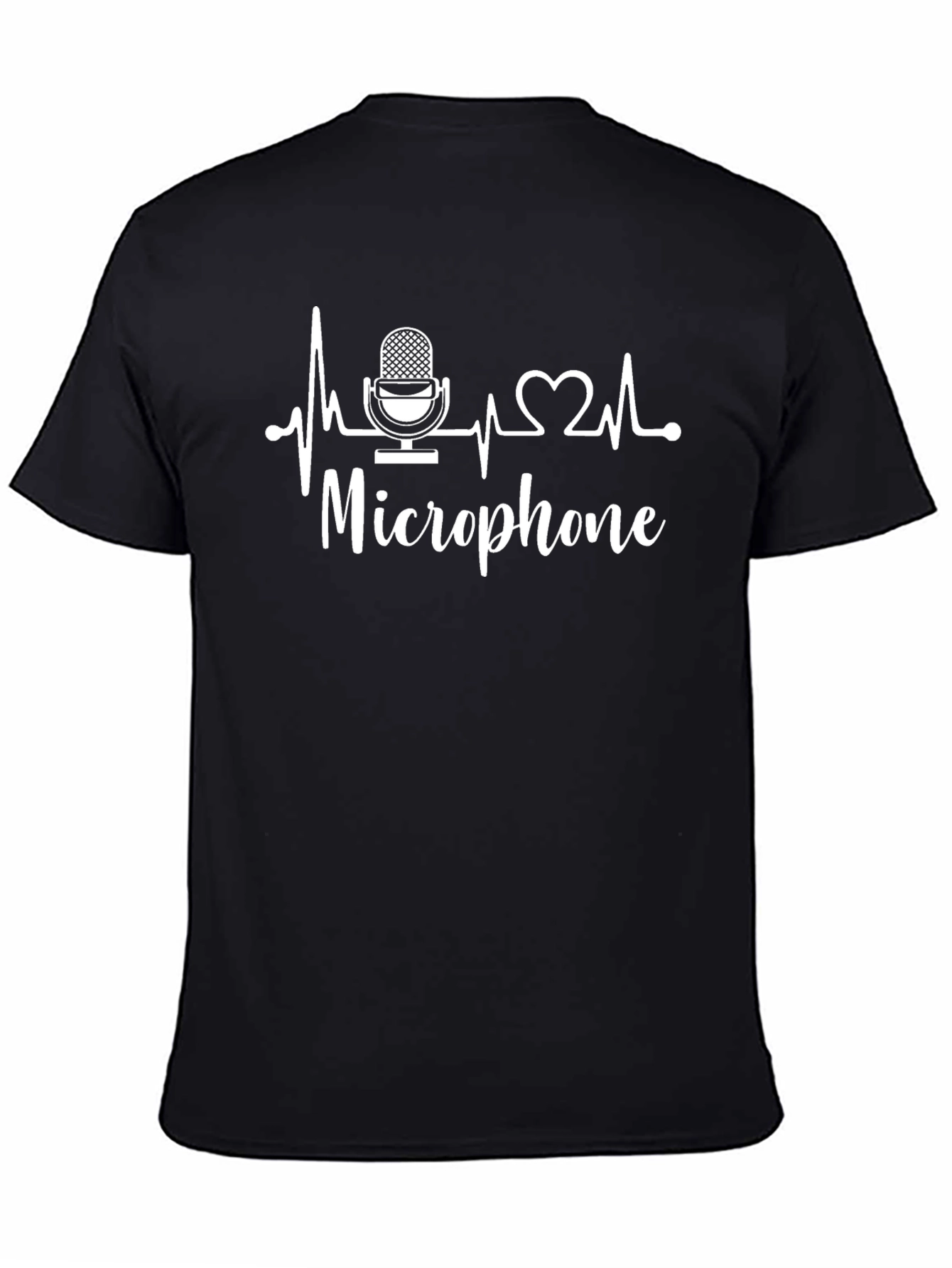 Microphone Heartbeat Graphic Tee - Black