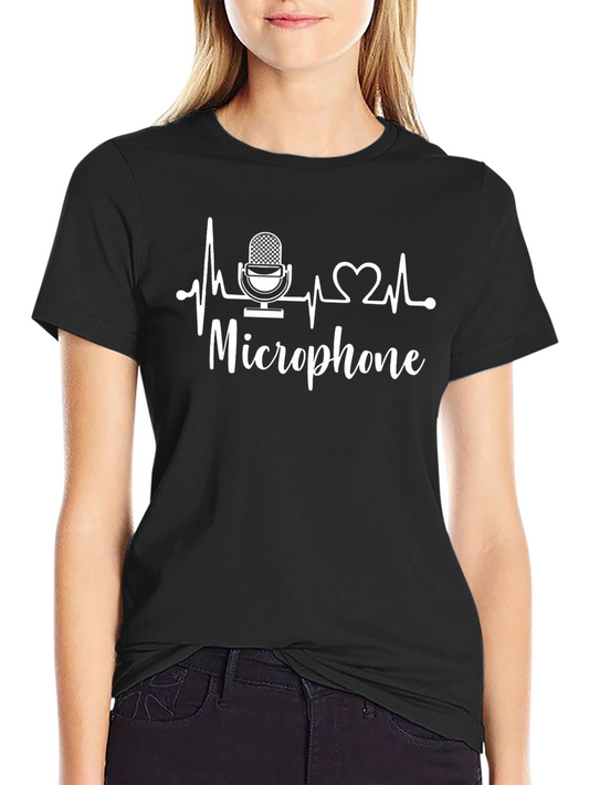 Microphone Heartbeat Graphic Tee - Black