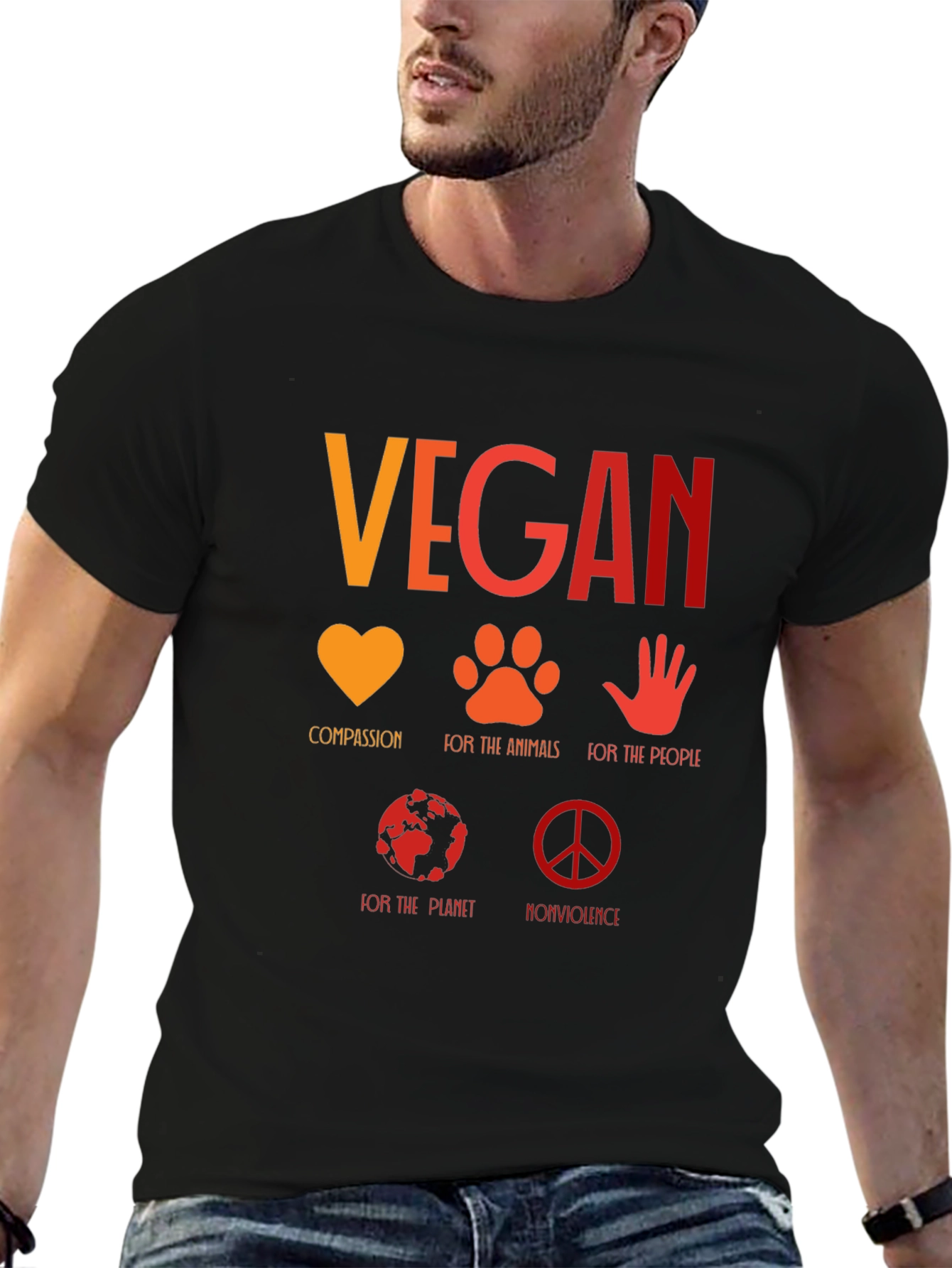 Vegan Compassion T-Shirt - Animals People Planet