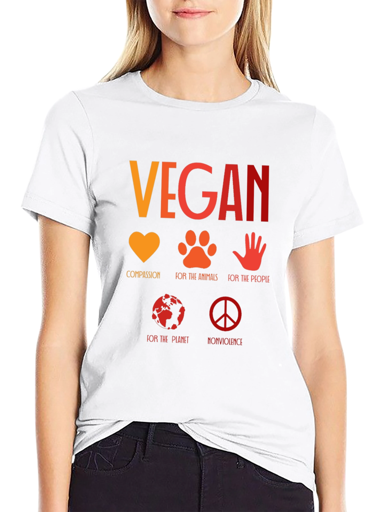Vegan Compassion T-Shirt - Animals People Planet