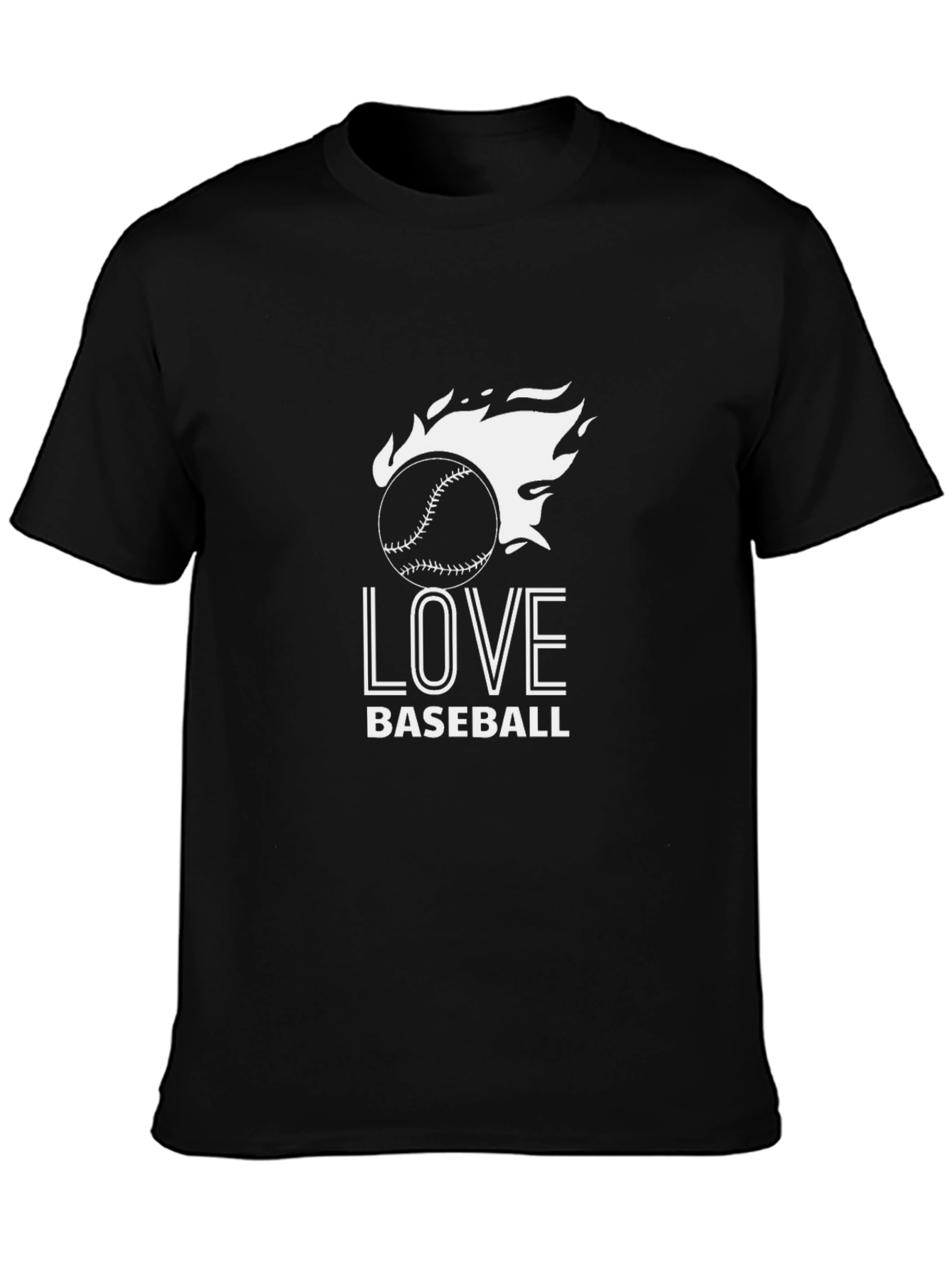 Love Baseball T-Shirt - Flaming Baseball Design