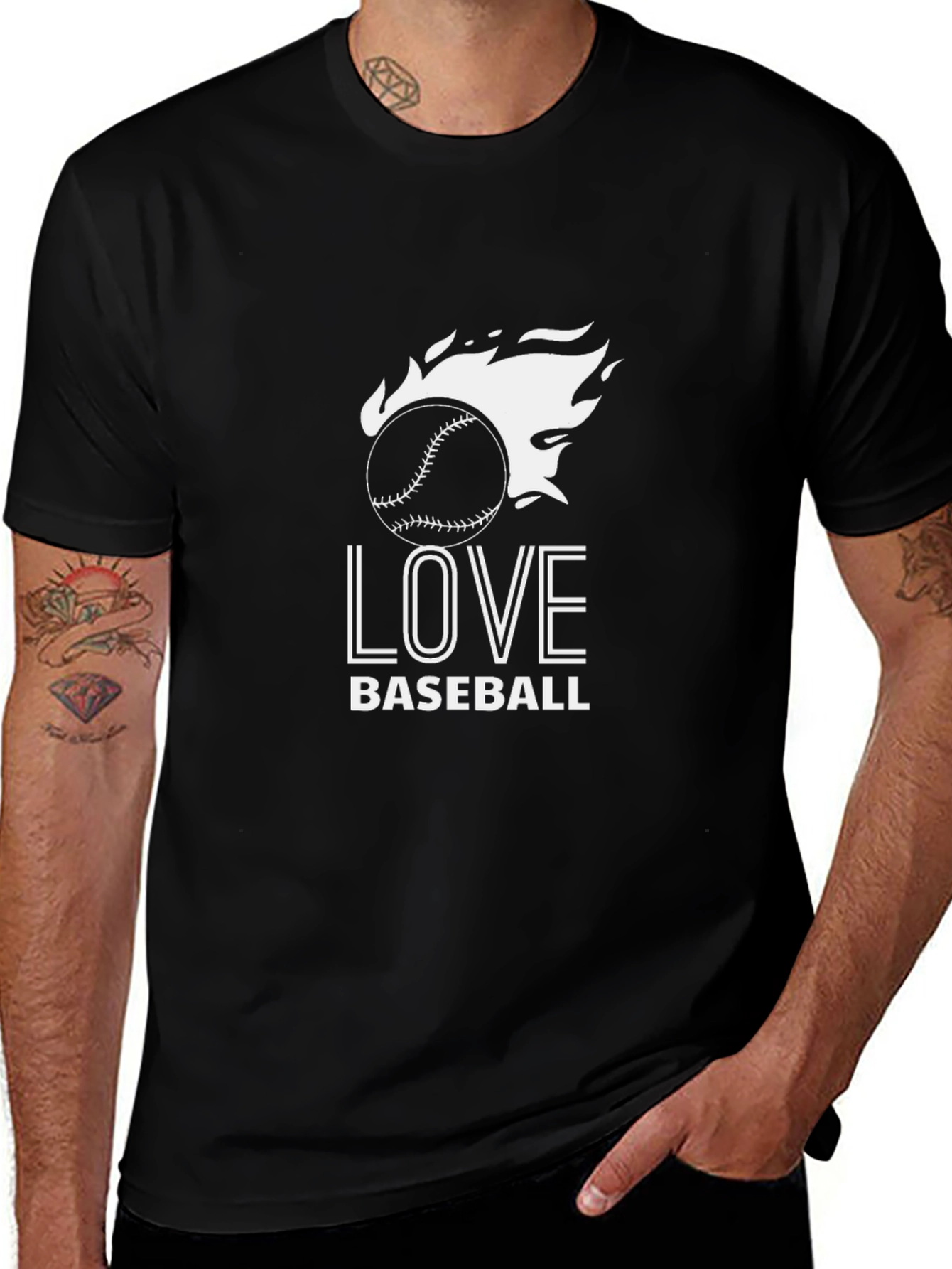 Love Baseball T-Shirt - Flaming Baseball Design