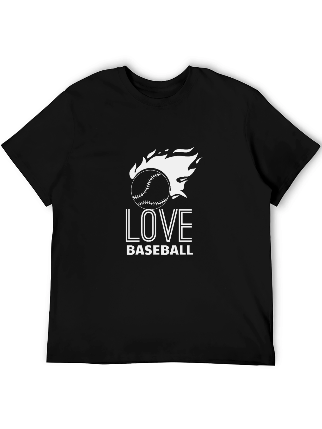 Love Baseball T-Shirt - Flaming Baseball Design