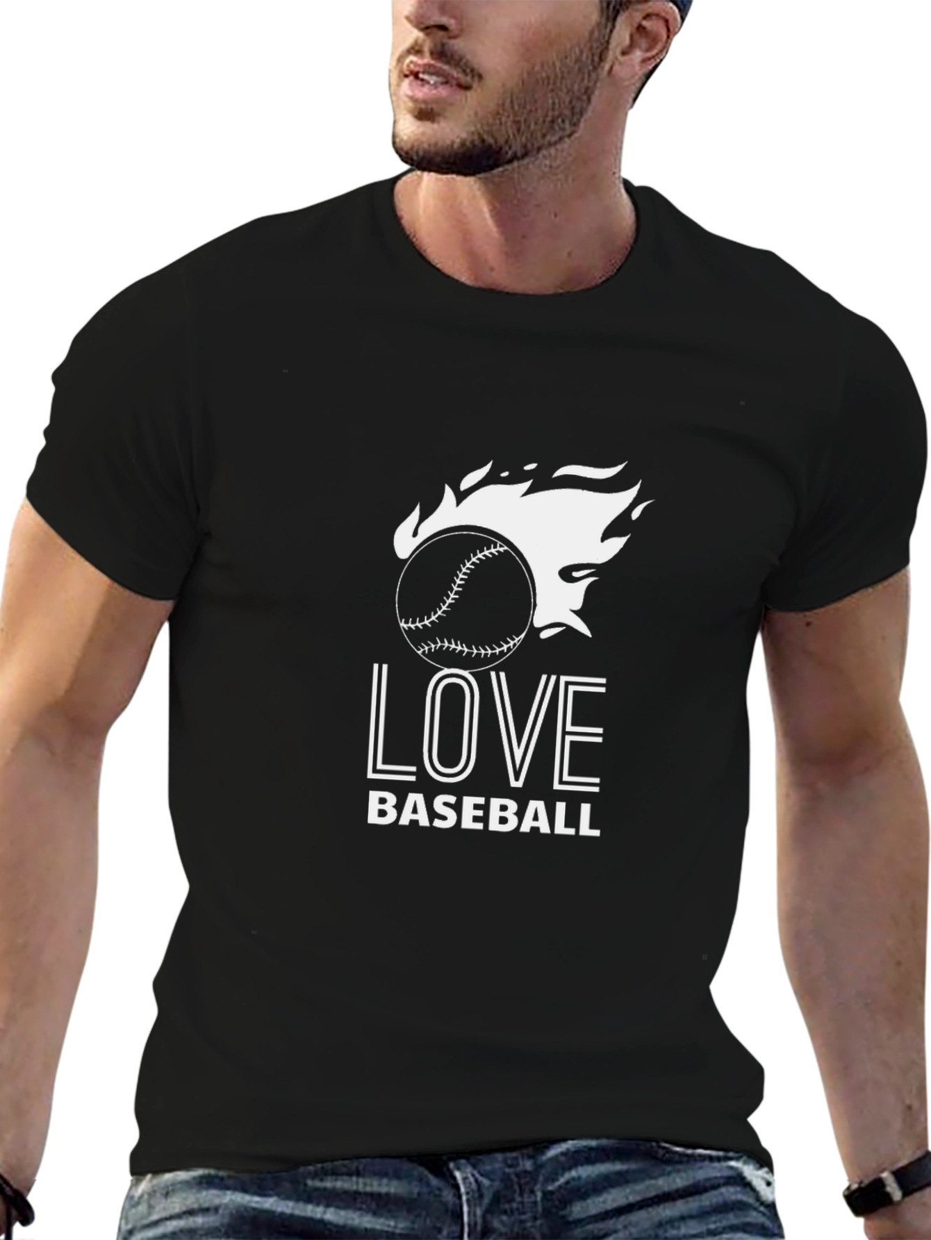 Love Baseball T-Shirt - Flaming Baseball Design