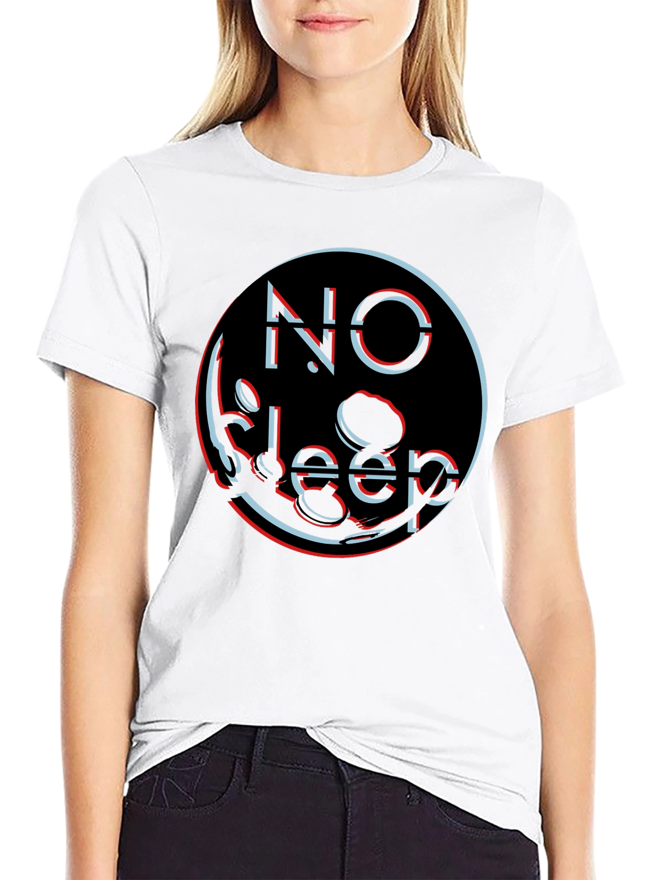 No Sleep Graphic Tee - Black Cotton Blend Shirt