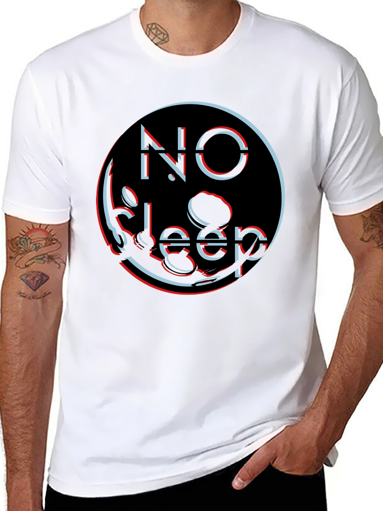 No Sleep Graphic Tee - Black Cotton Blend Shirt