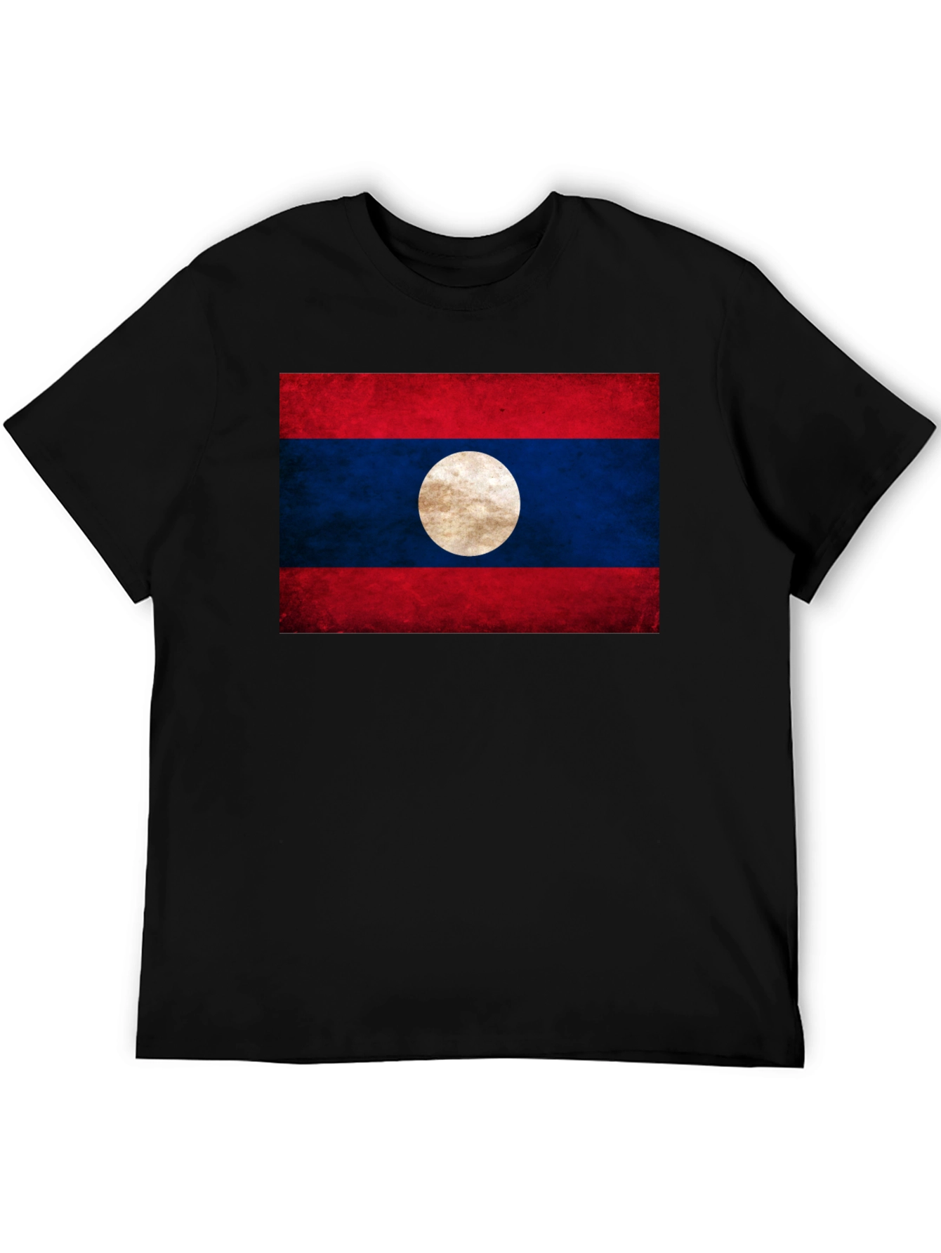 Laos Flag T-Shirt - Distressed Look