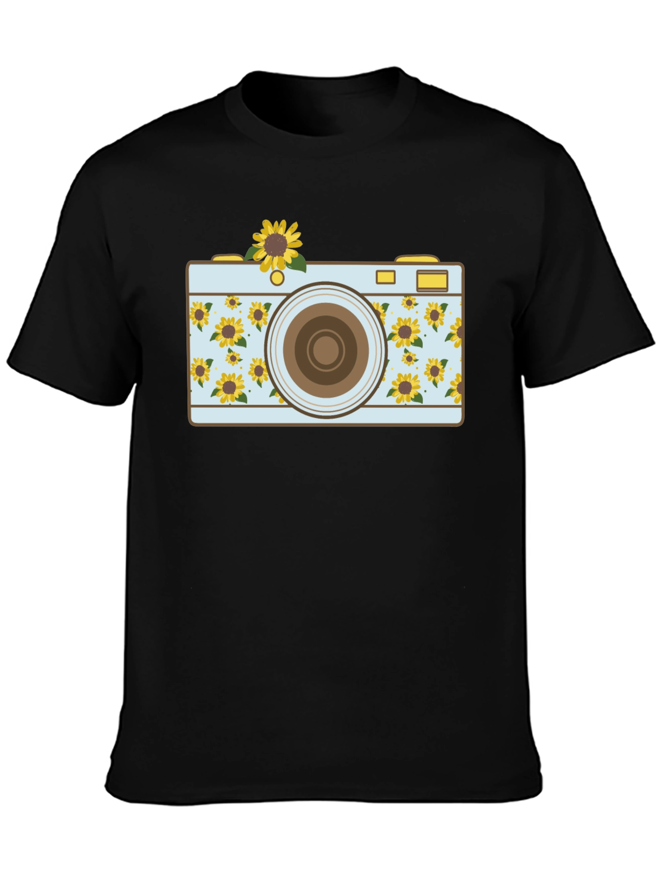 Sunflower Camera Graphic Tee - Unique Photo Lover Shirt