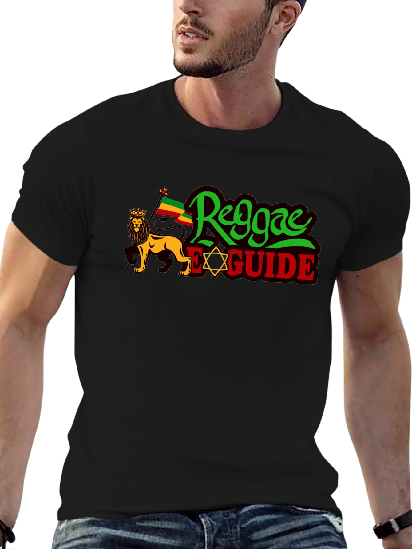 Reggae Guide Graphic T-Shirt - Rasta Lion Design