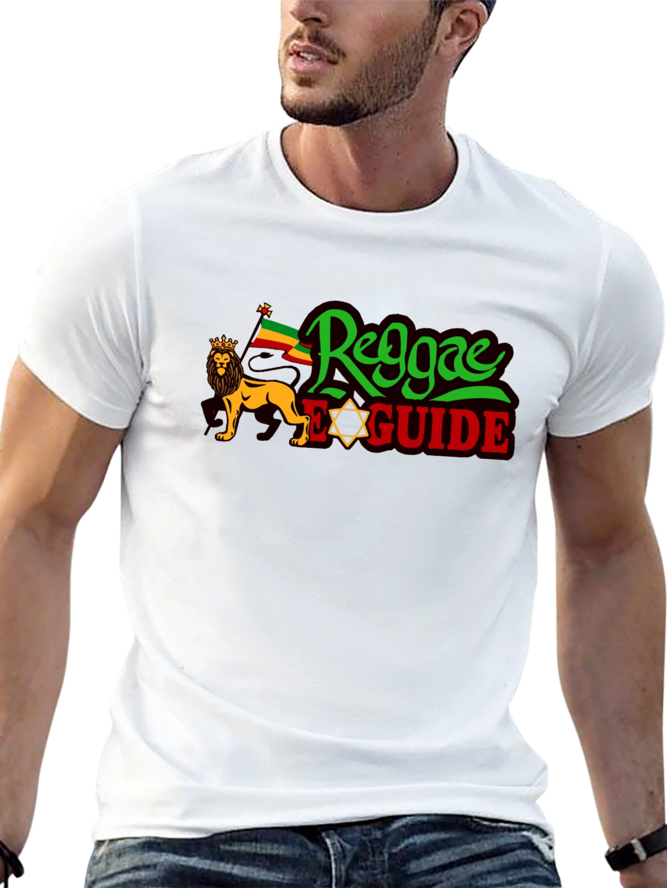 Reggae Guide Graphic T-Shirt - Rasta Lion Design