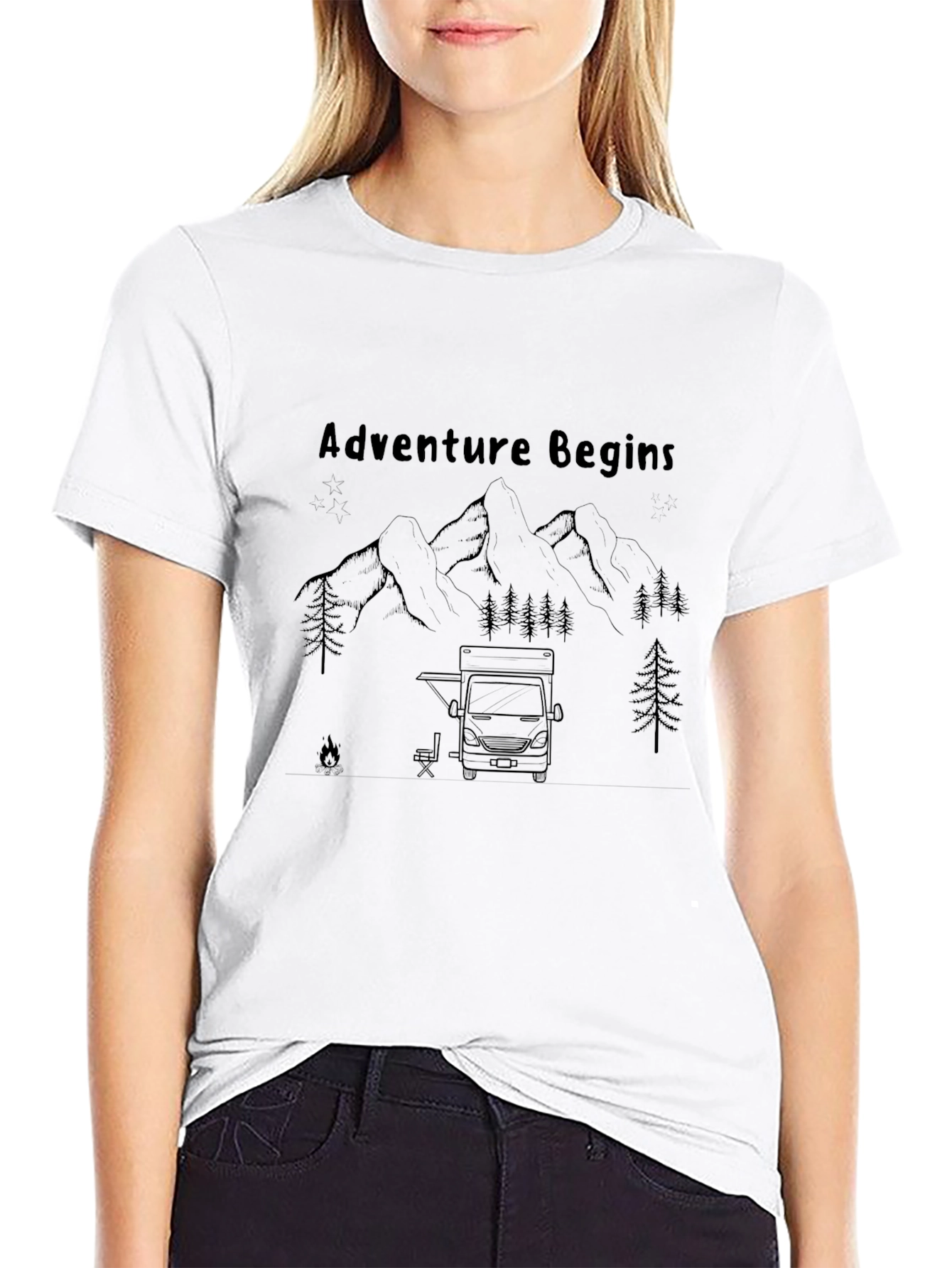 Adventure Begins Graphic Tee - Camping Theme