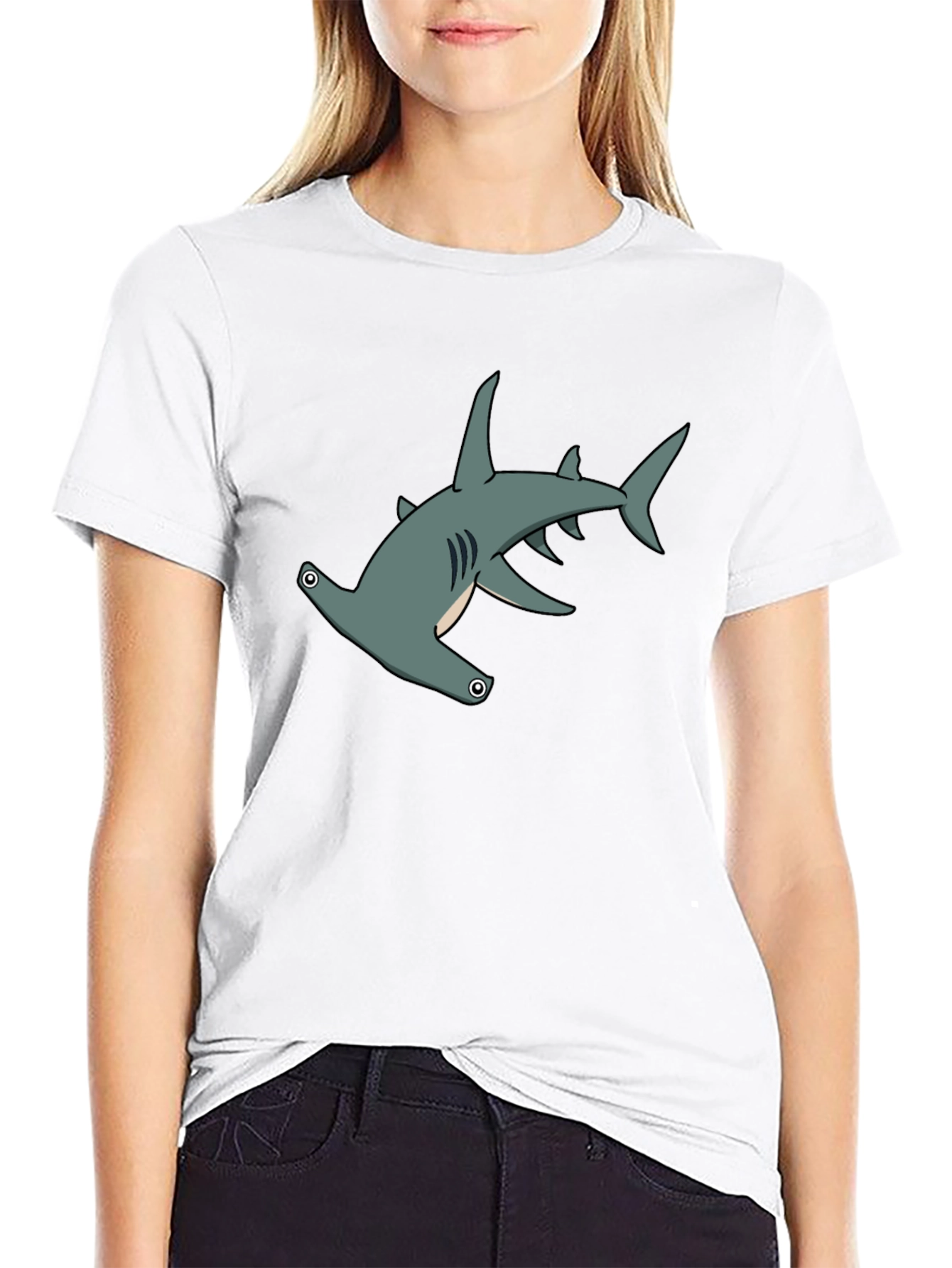 Hammerhead Shark Graphic Tee - Black Cotton