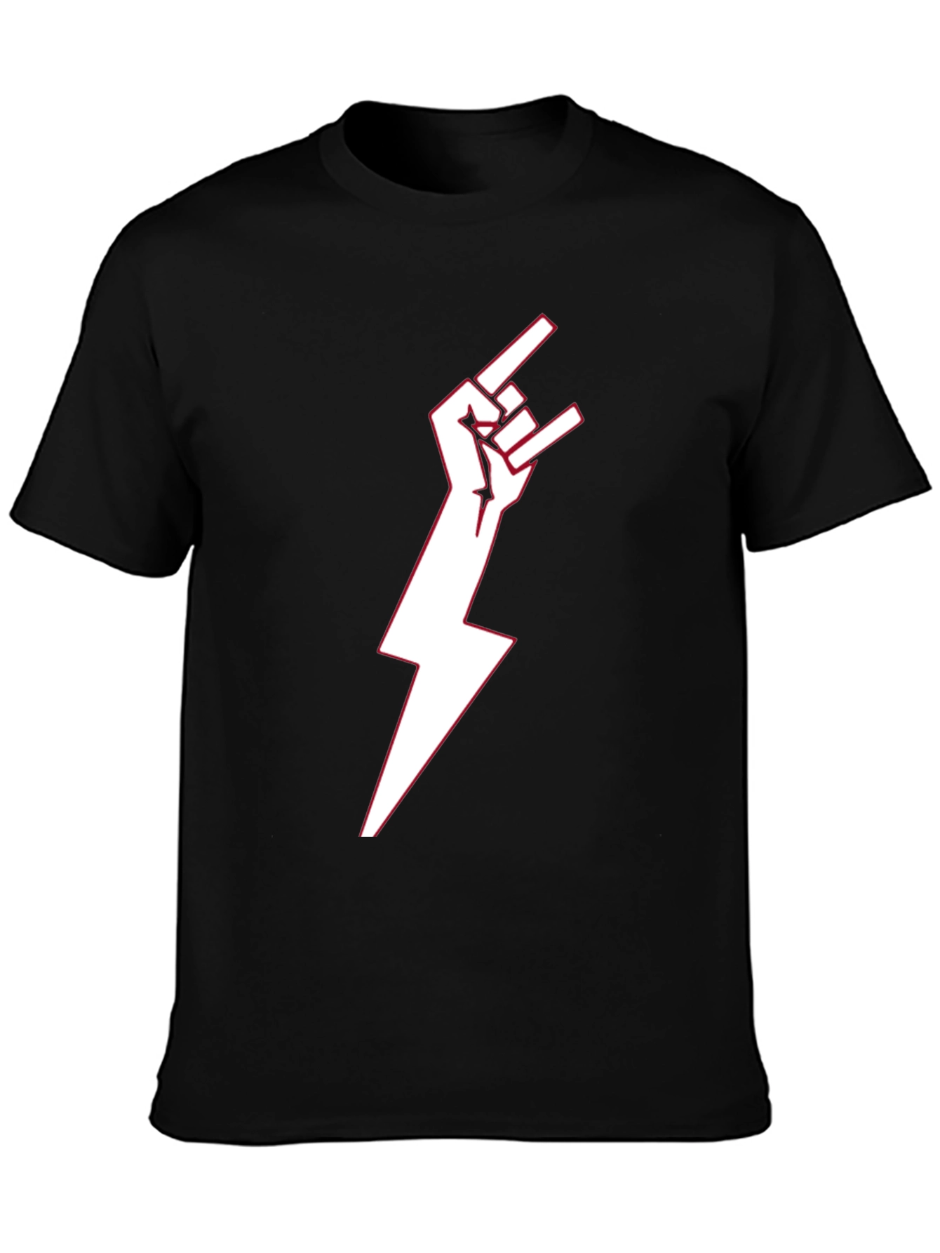 Rock On! Lightning Bolt Graphic Tee - Black