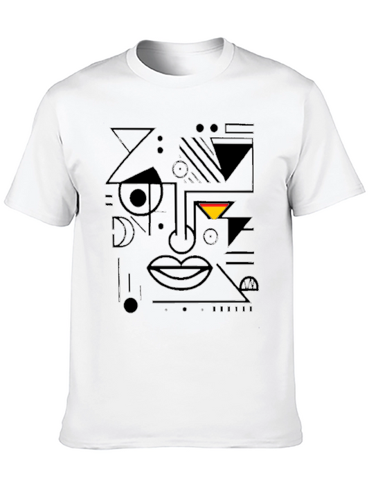 Abstract Geometric Line Art Graphic T-Shirt