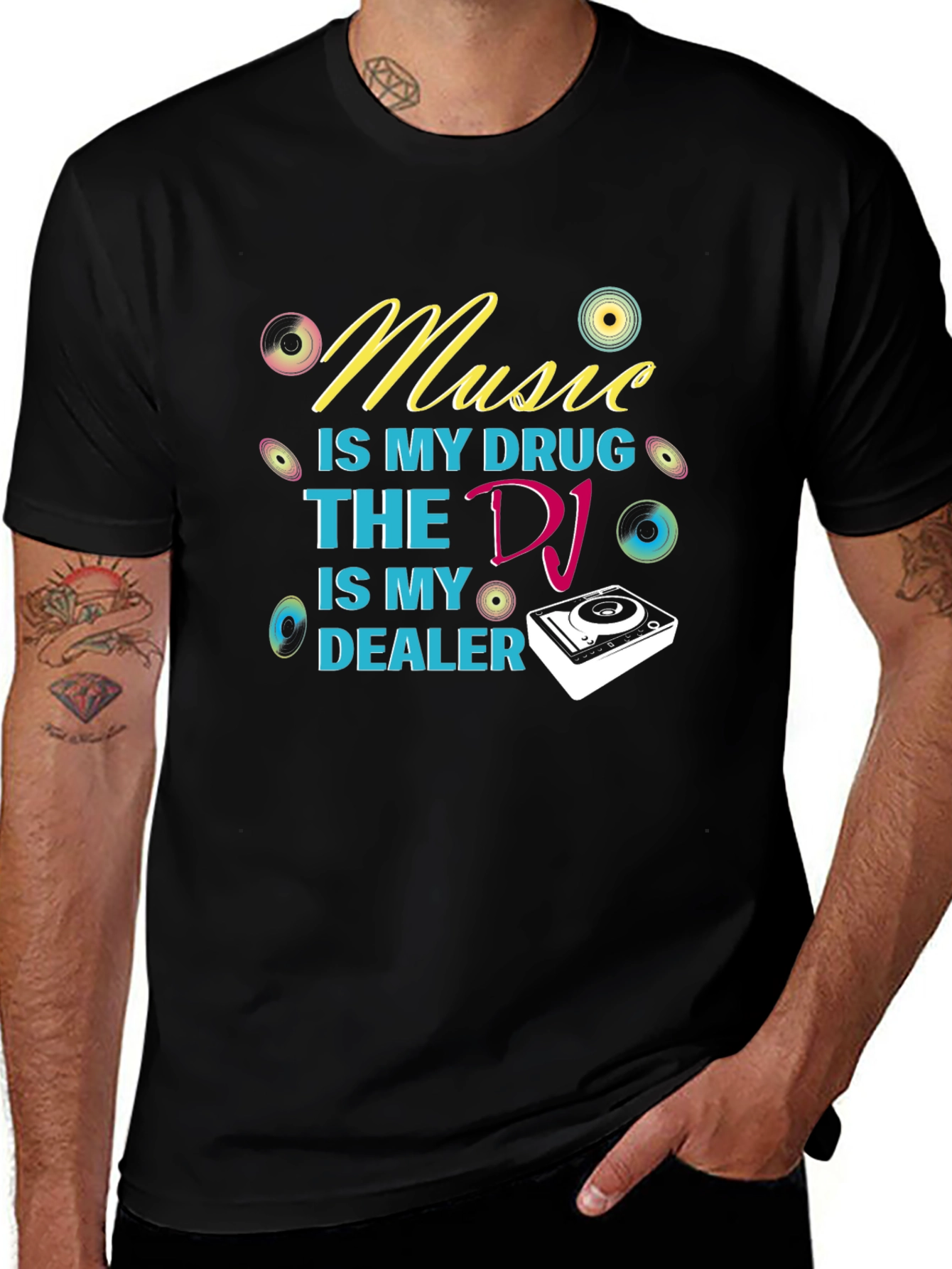 Music is My Drug DJ Dealer Graphic T-Shirt