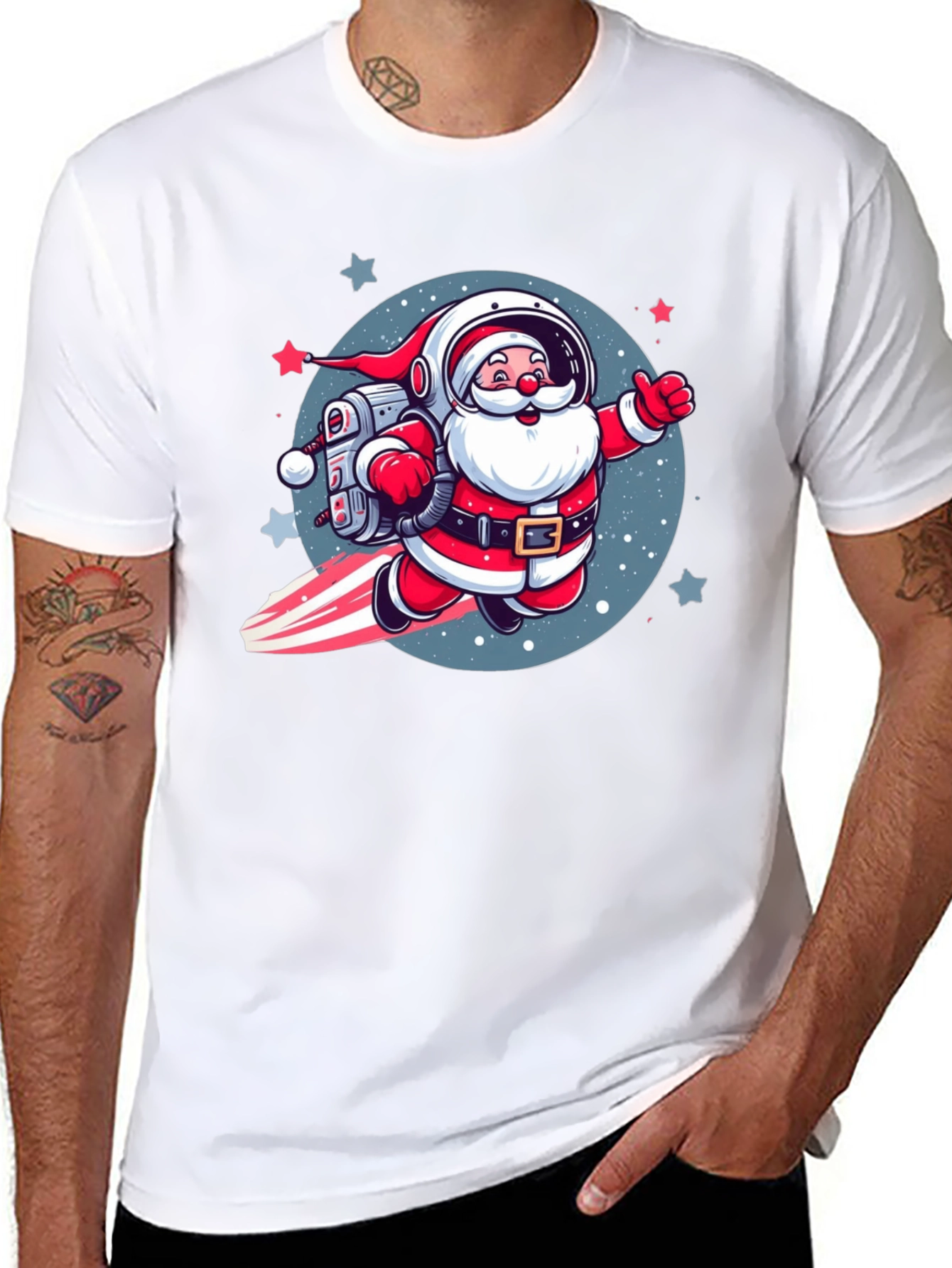 Astronaut Santa T-Shirt - Holiday Space Adventure