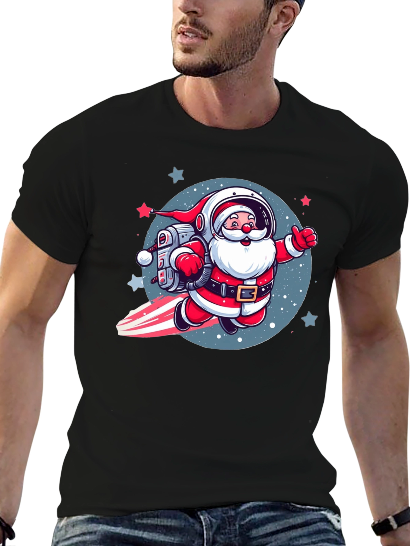 Astronaut Santa T-Shirt - Holiday Space Adventure