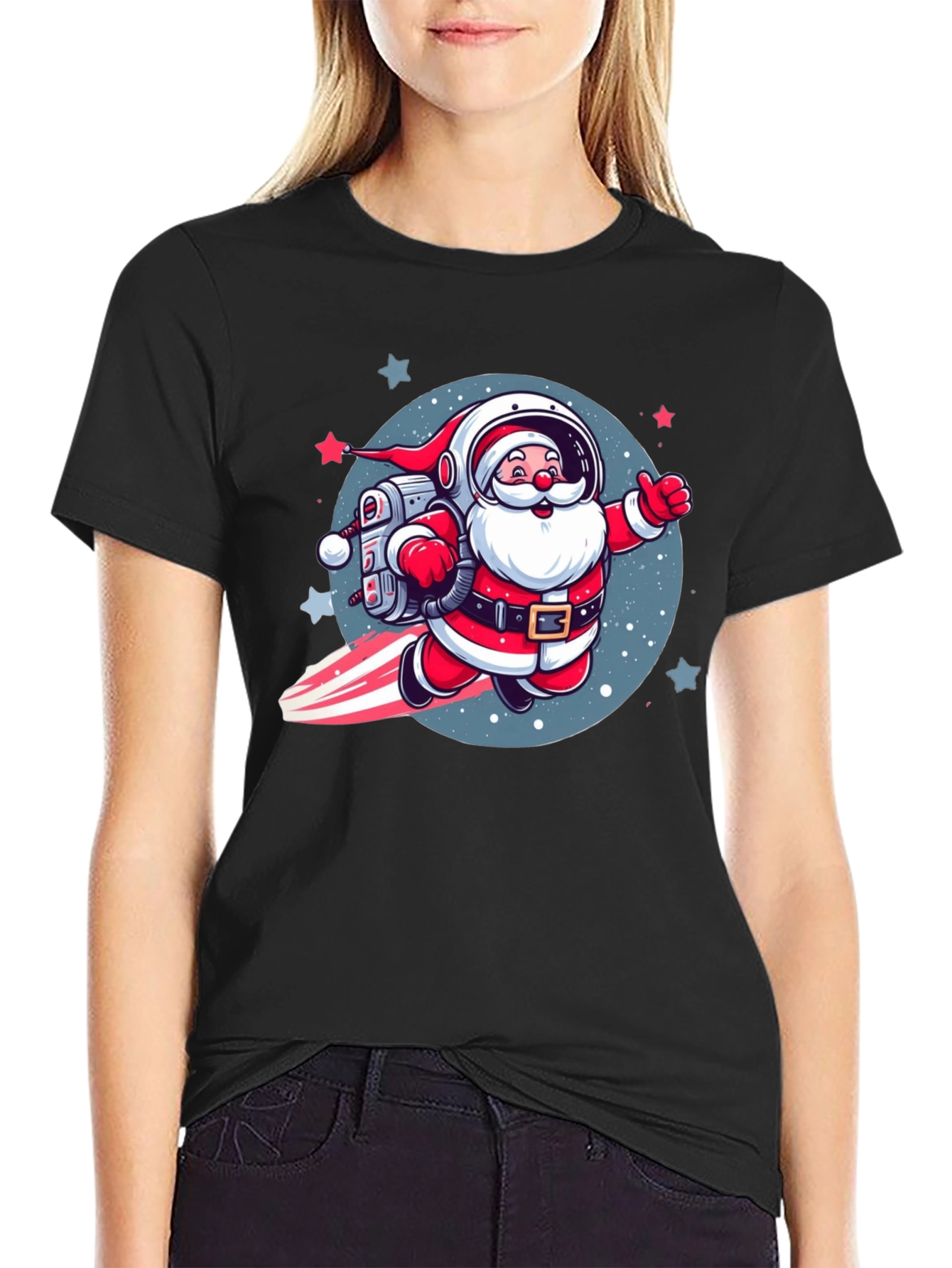 Astronaut Santa T-Shirt - Holiday Space Adventure