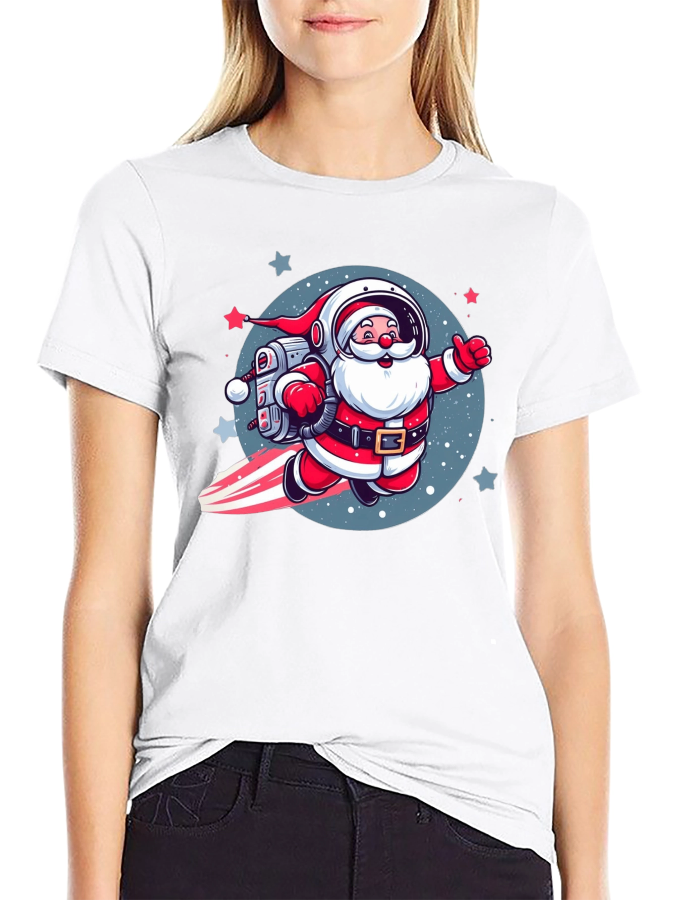 Astronaut Santa T-Shirt - Holiday Space Adventure