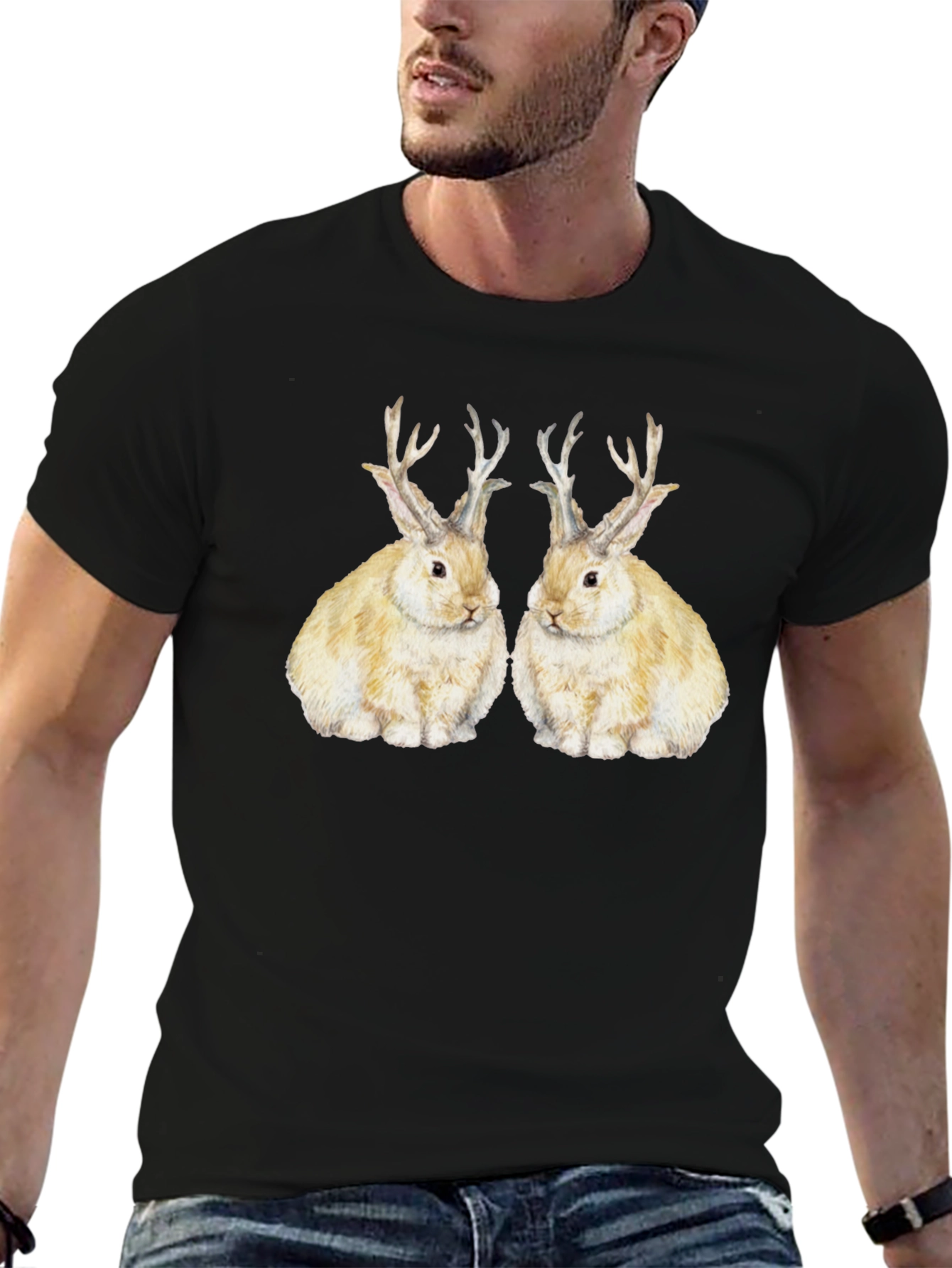 Rabbit With Antlers Graphic Tee