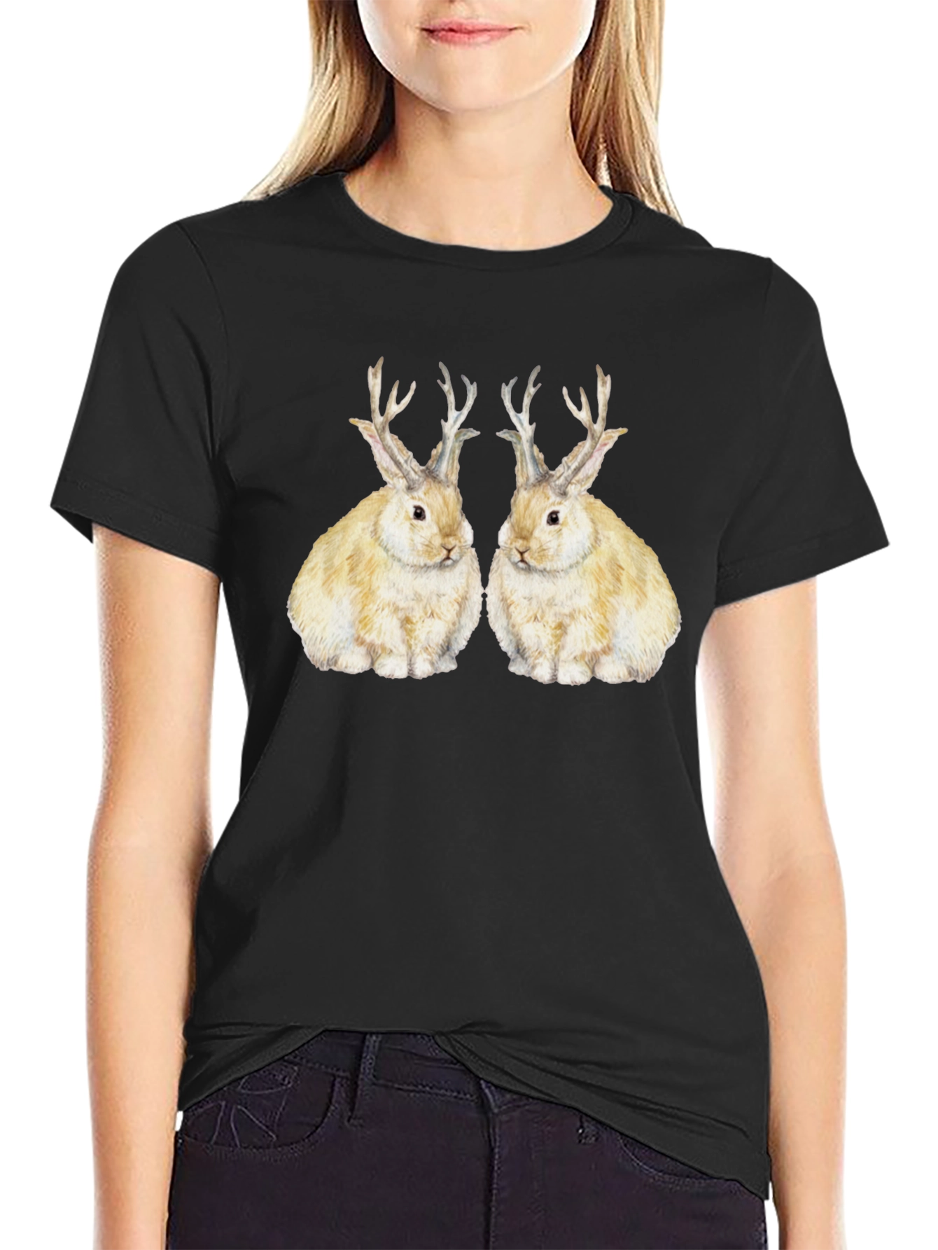 Rabbit With Antlers Graphic Tee