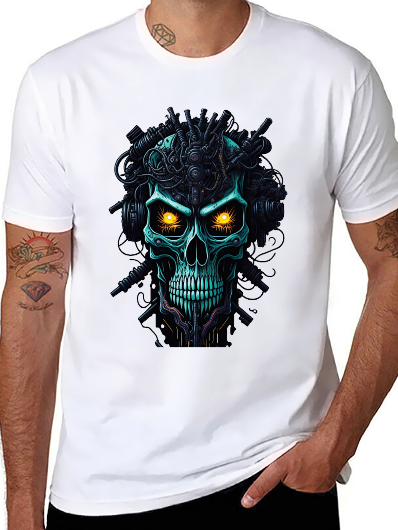 Cyberpunk Skull T-Shirt - Mens Graphic Tee