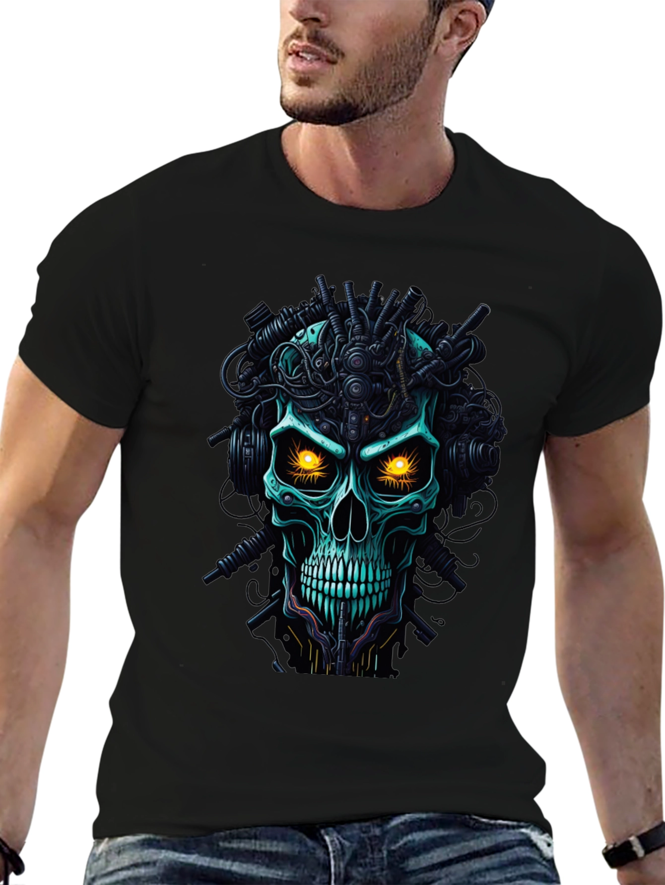 Cyberpunk Skull T-Shirt - Mens Graphic Tee