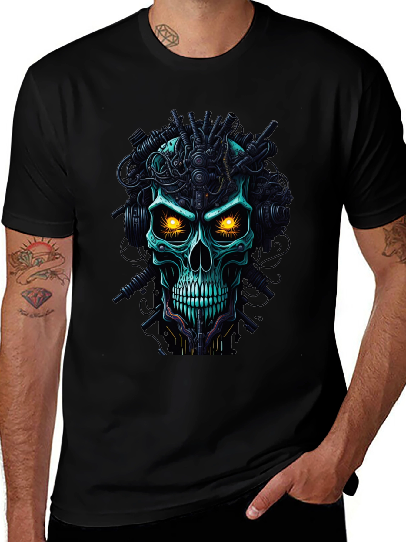 Cyberpunk Skull T-Shirt - Mens Graphic Tee