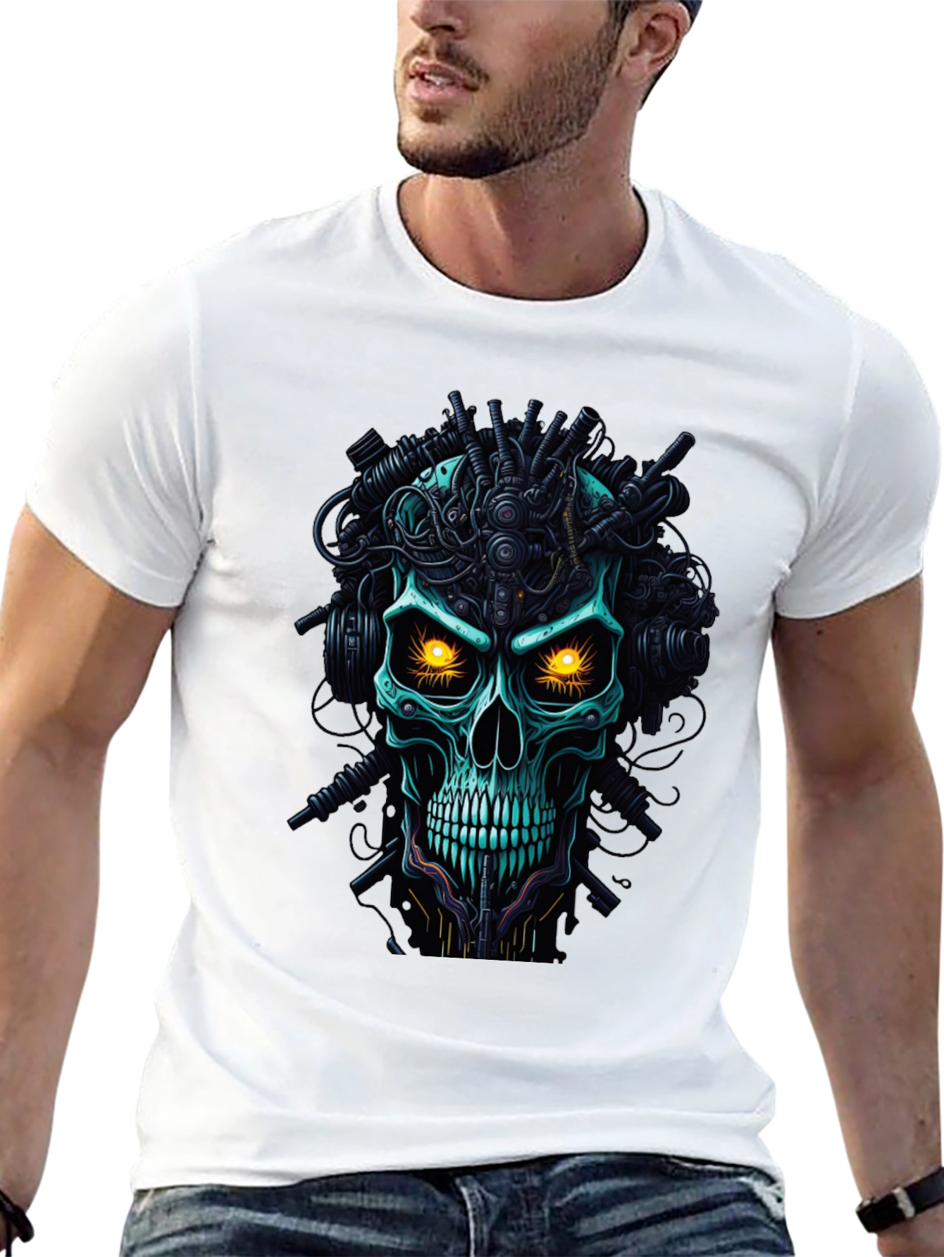 Cyberpunk Skull T-Shirt - Mens Graphic Tee
