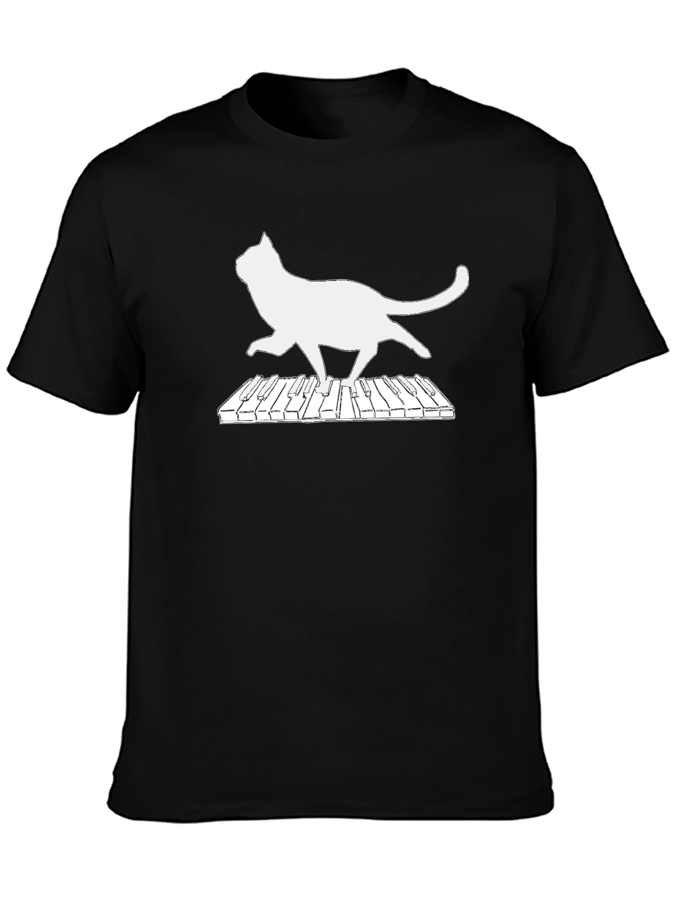 Cat Piano T-Shirt - Musical Feline Fun