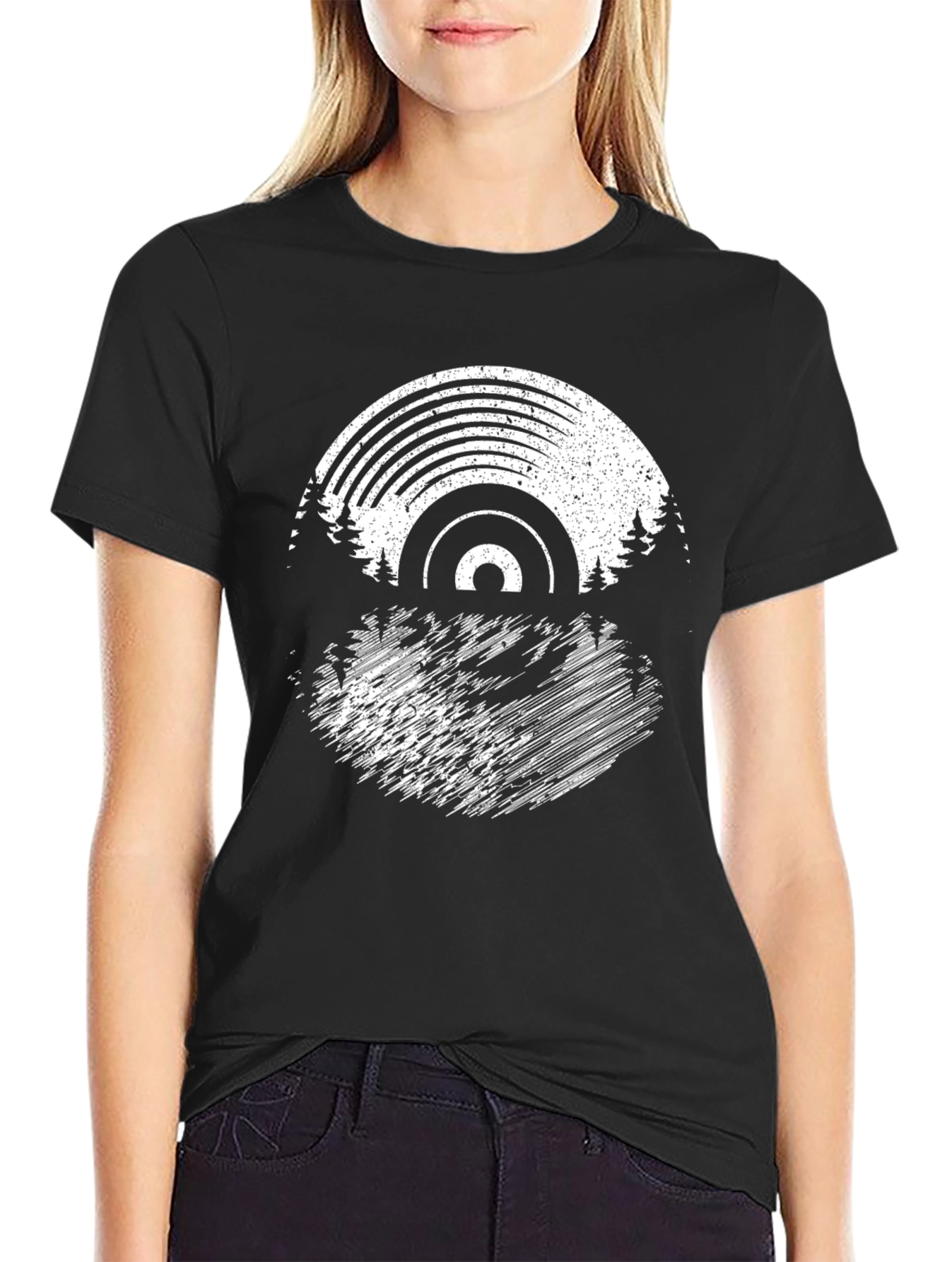 Vinyl Record & Trees Graphic T-Shirt
