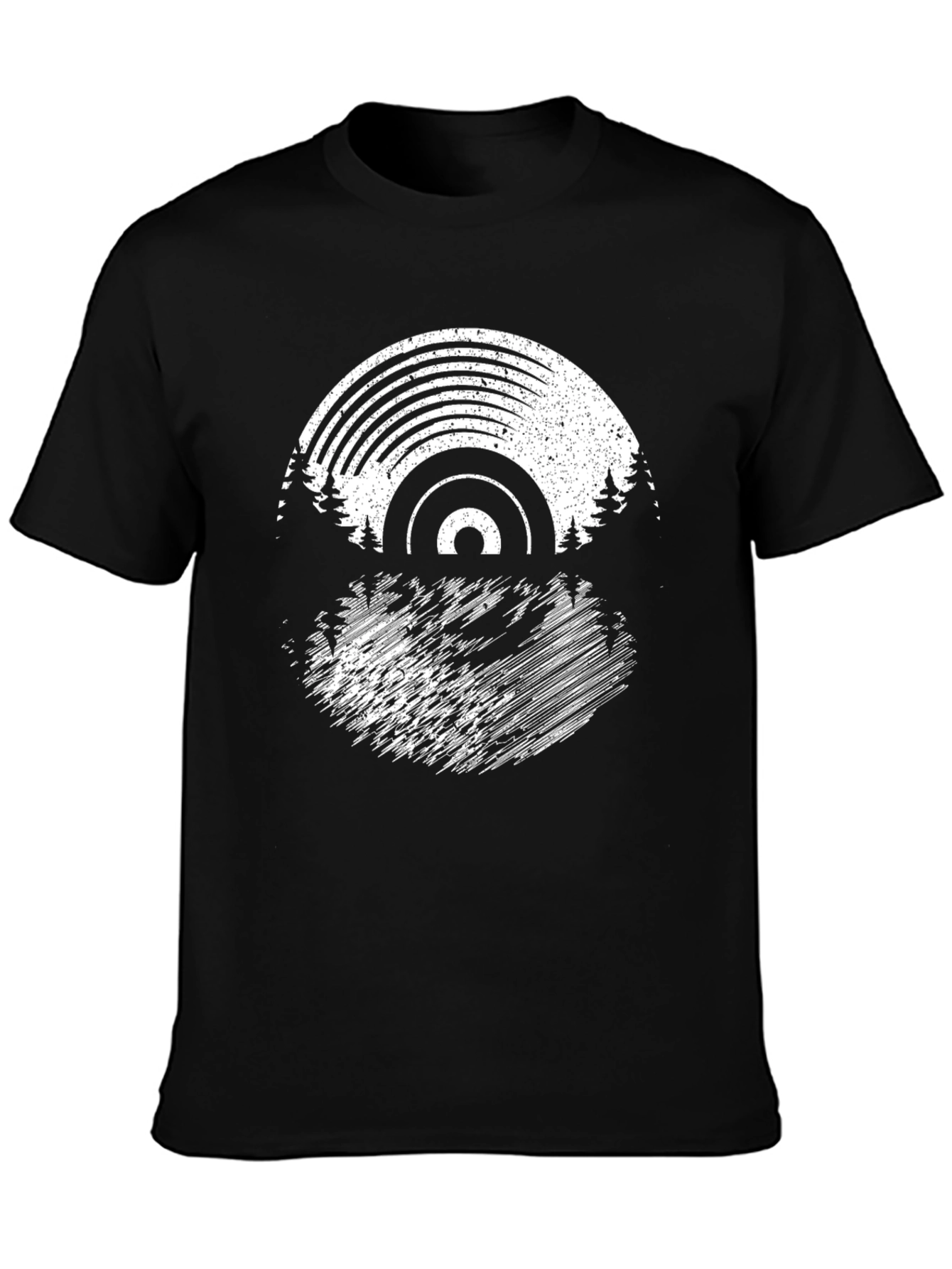 Vinyl Record & Trees Graphic T-Shirt