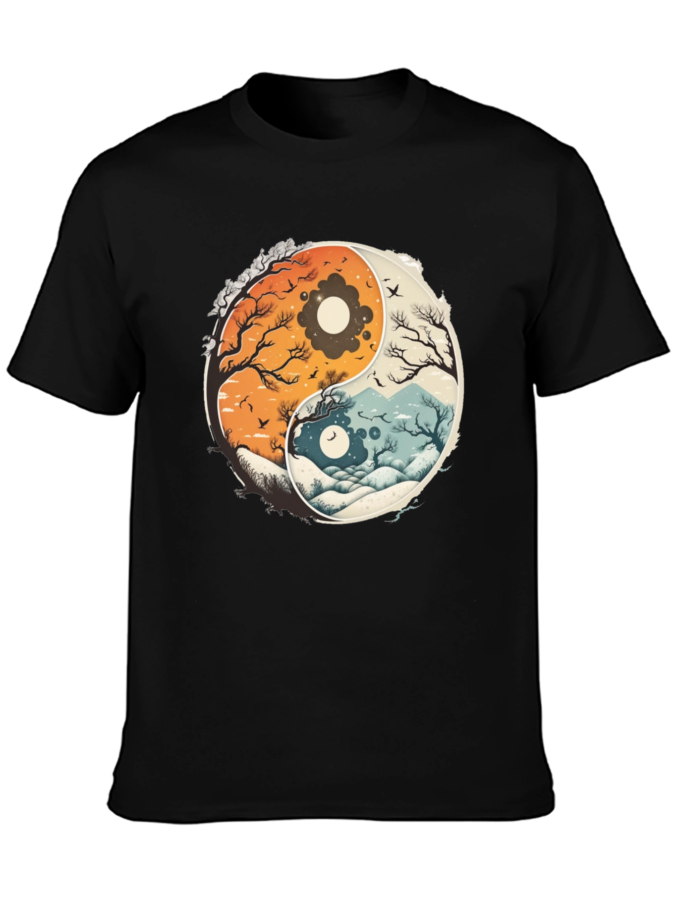 Yin Yang Nature Graphic Tee - Balance & Harmony
