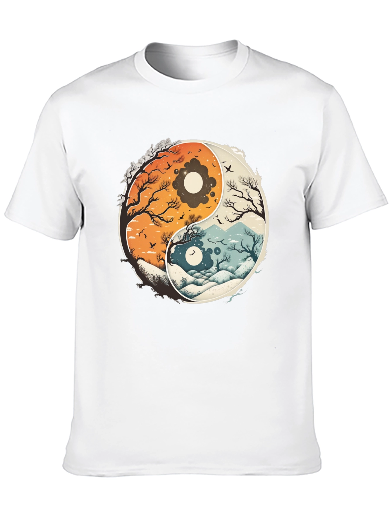 Yin Yang Nature Graphic Tee - Balance & Harmony