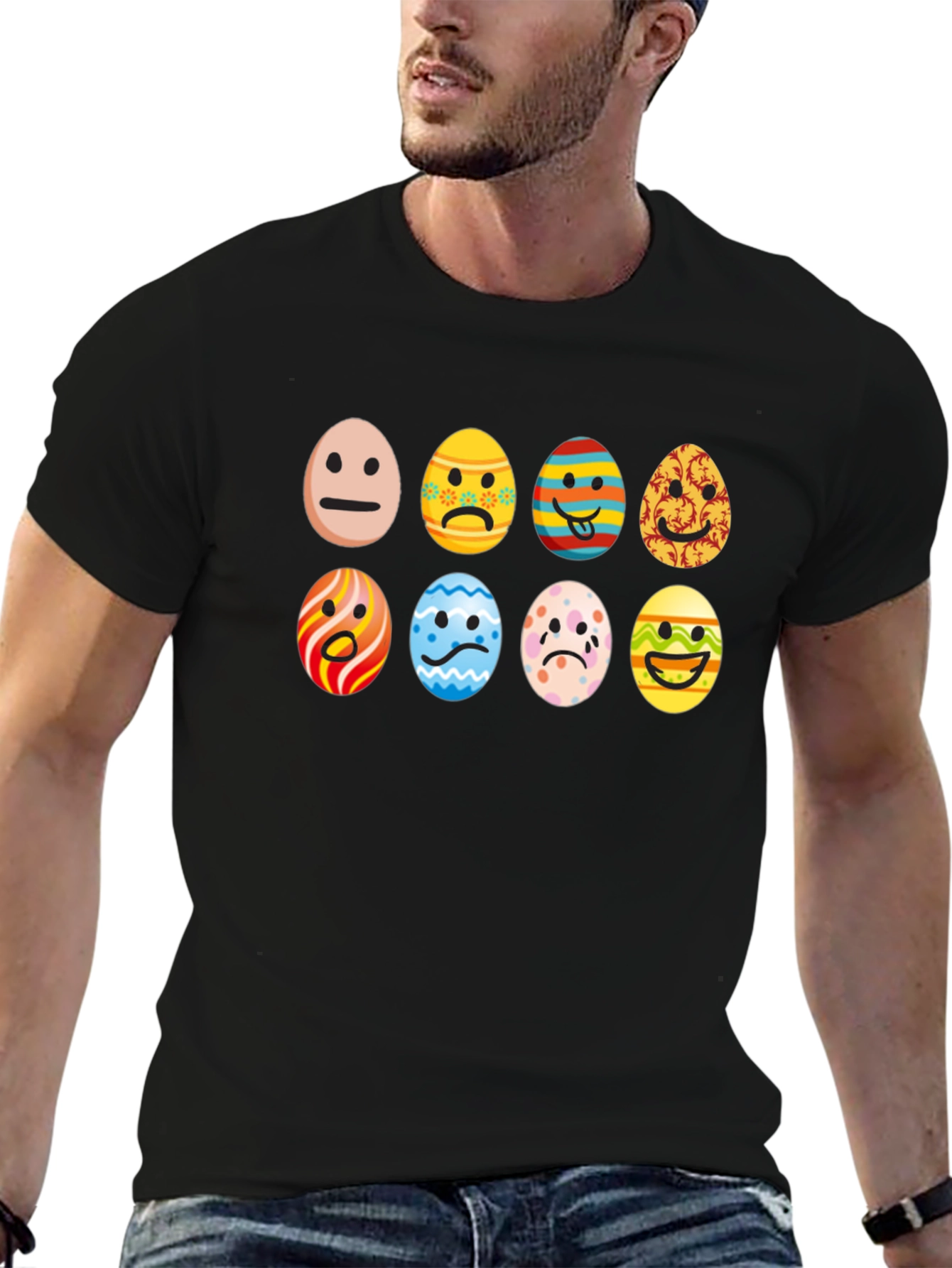 Easter Emoji Egg Black T-Shirt