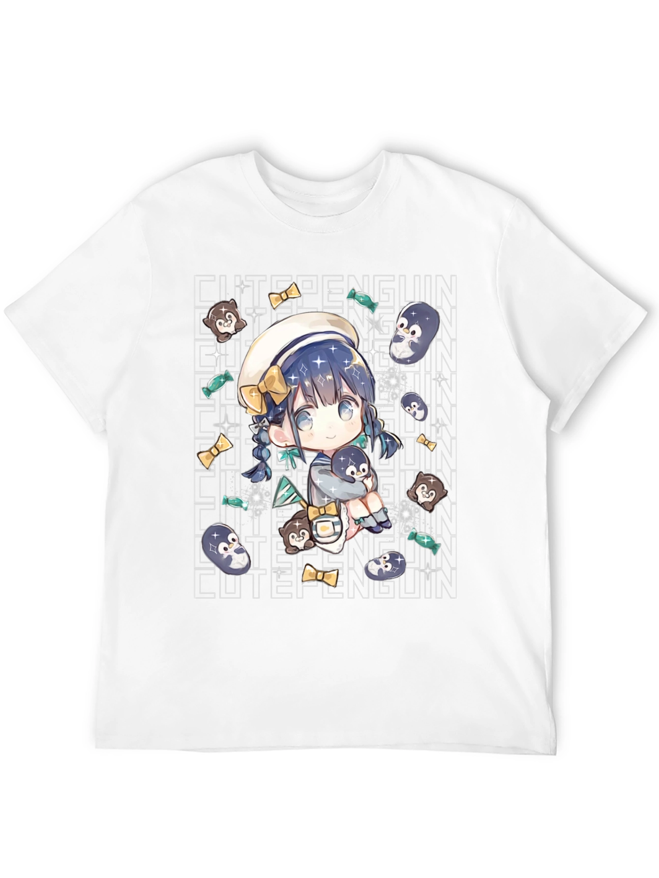Anime Cute Penguin Black T-Shirt