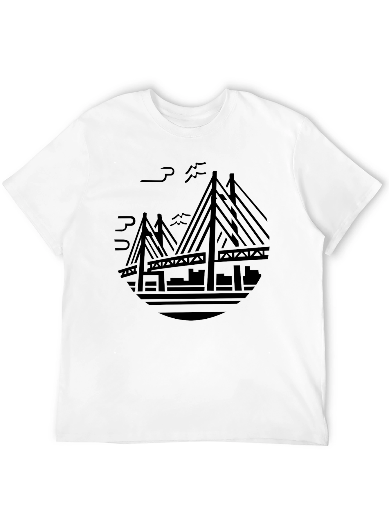 Cityscape Bridge Graphic Tee - Mens Black T-Shirt
