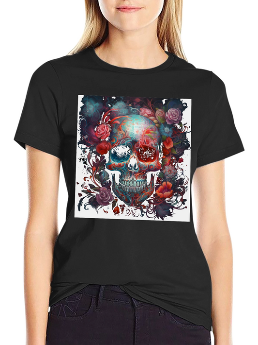 Floral Skull Graphic T-Shirt